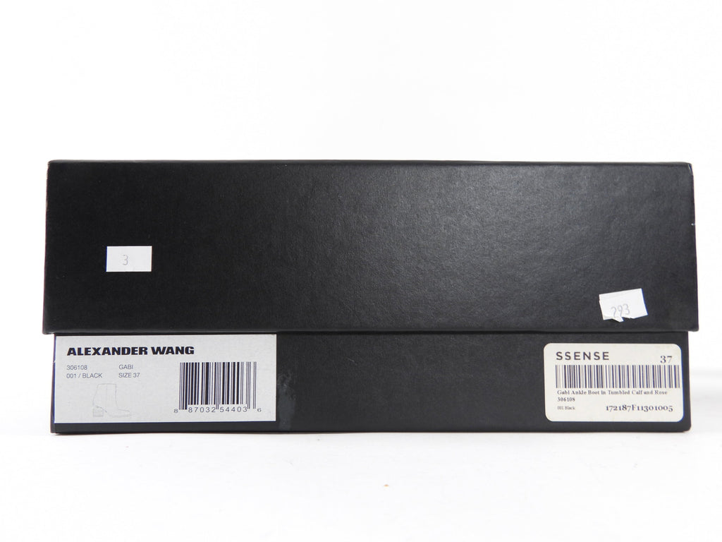 Alexander Wang Black Leather Gabi Block Heel Ankle Boots - 37