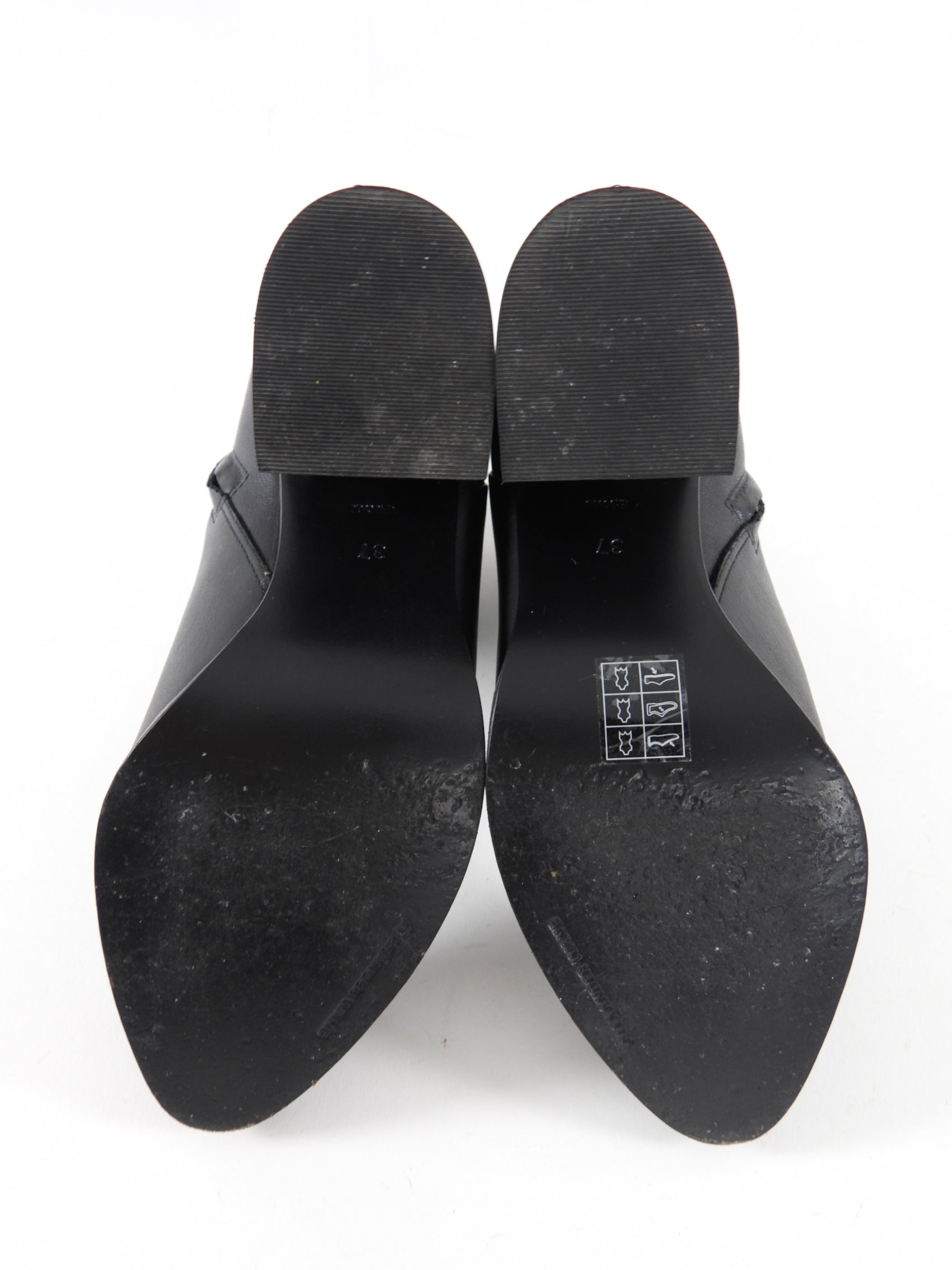 Alexander Wang Black Leather Gabi Block Heel Ankle Boots - 37
