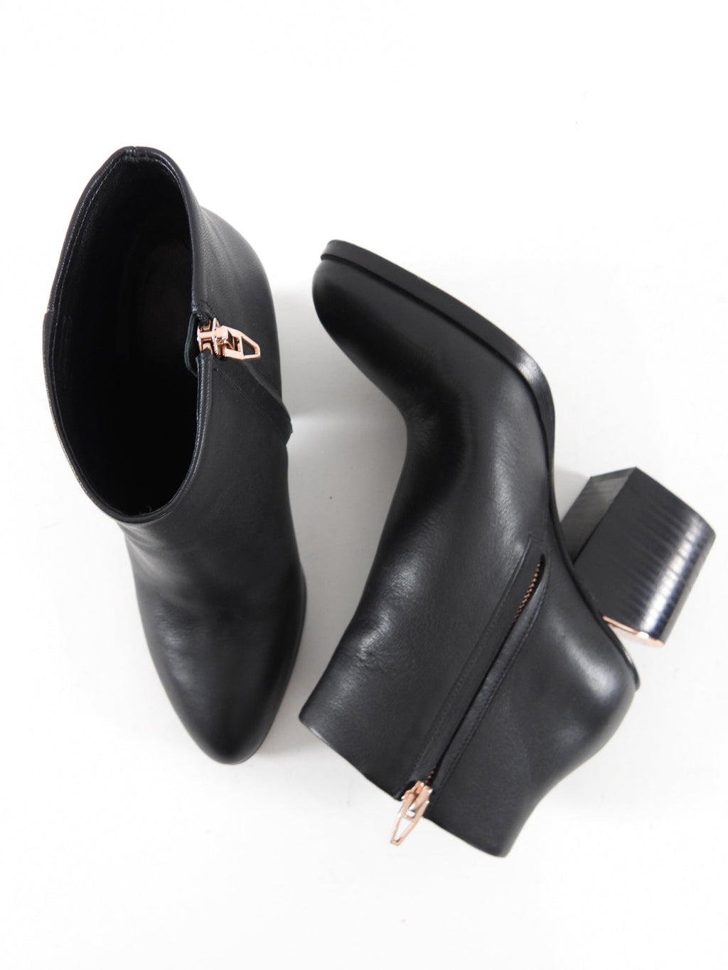 Alexander Wang Black Leather Gabi Block Heel Ankle Boots - 37