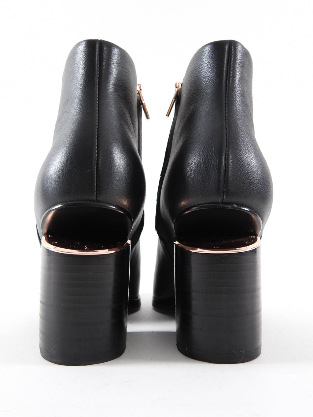 Alexander Wang Black Leather Gabi Block Heel Ankle Boots - 37