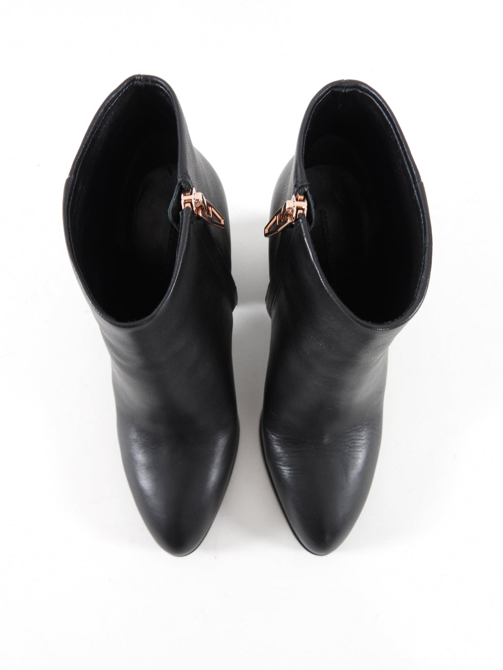 Alexander Wang Black Leather Gabi Block Heel Ankle Boots - 37