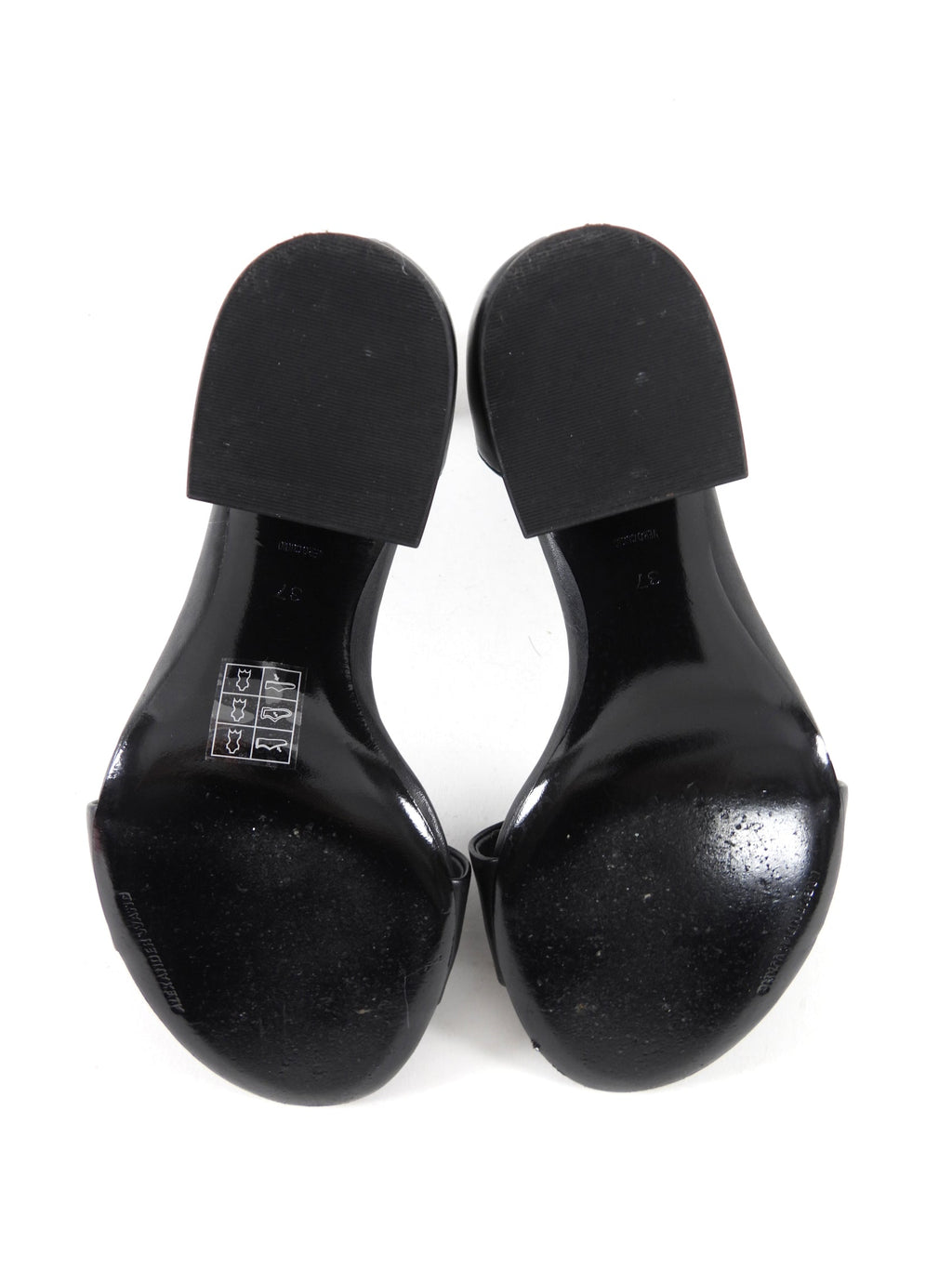 Alexander Wang Black Leather Abby Block Heel Sandals - 37