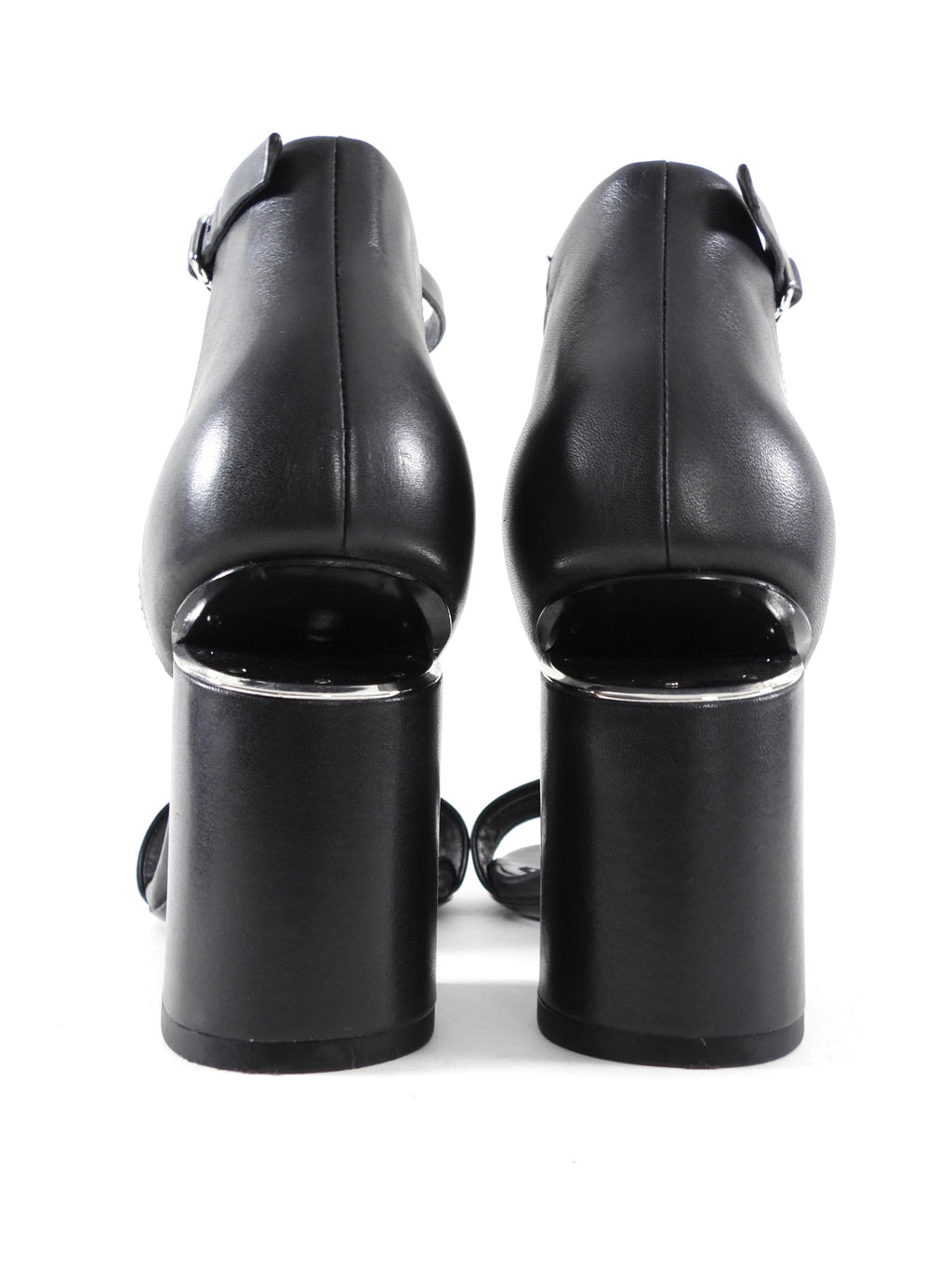Alexander Wang Black Leather Abby Block Heel Sandals - 37