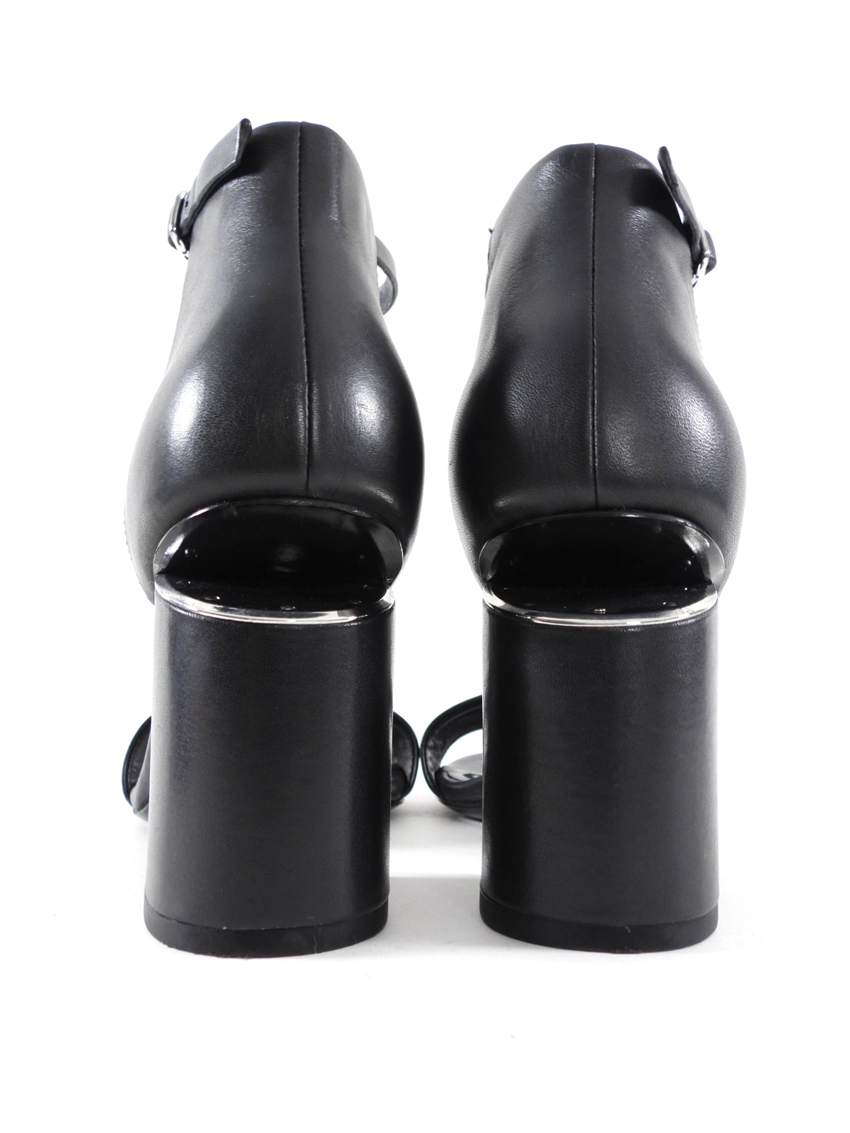 Alexander Wang Black Leather Abby Block Heel Sandals - 37