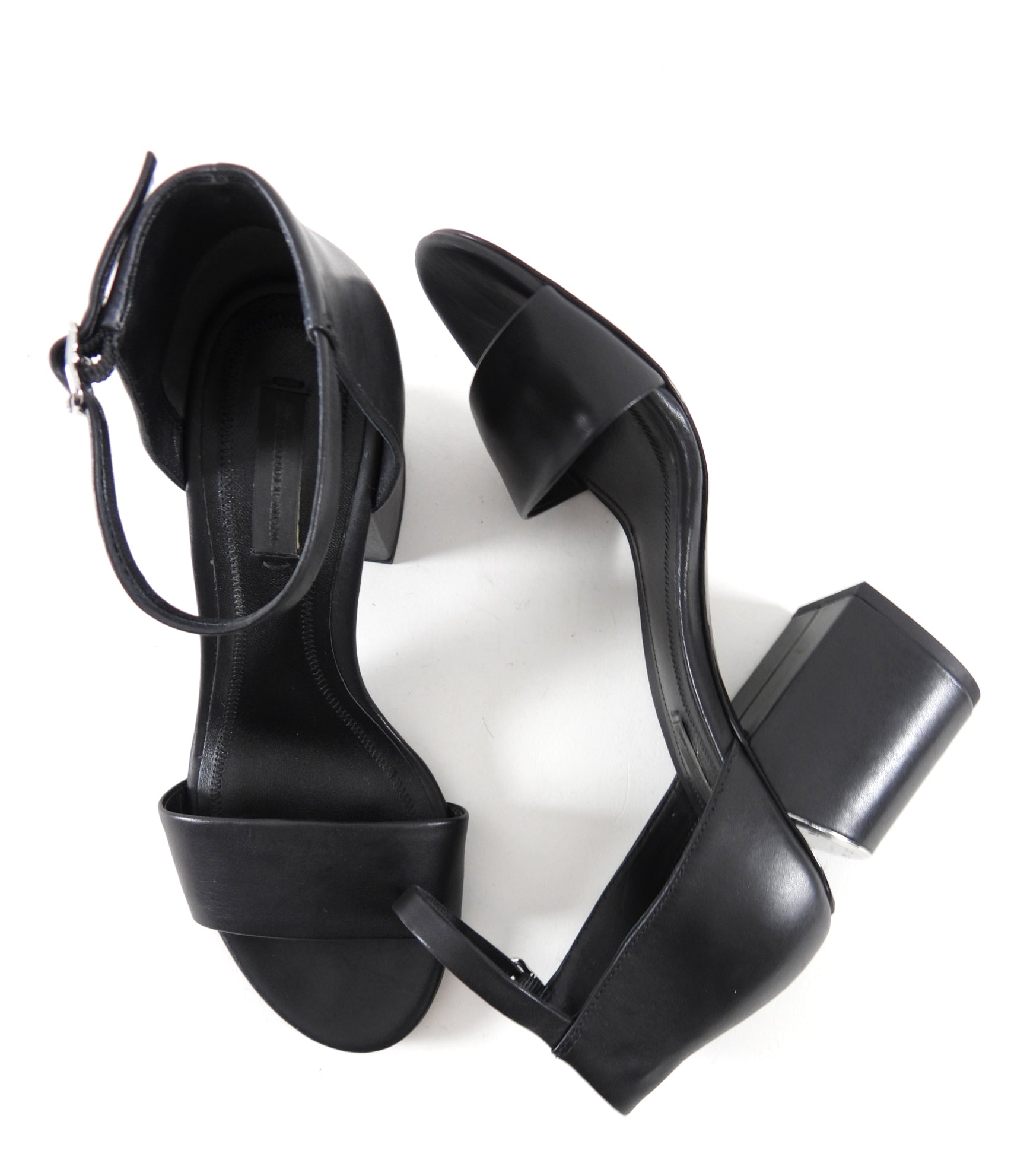 Alexander Wang Black Leather Abby Block Heel Sandals - 37