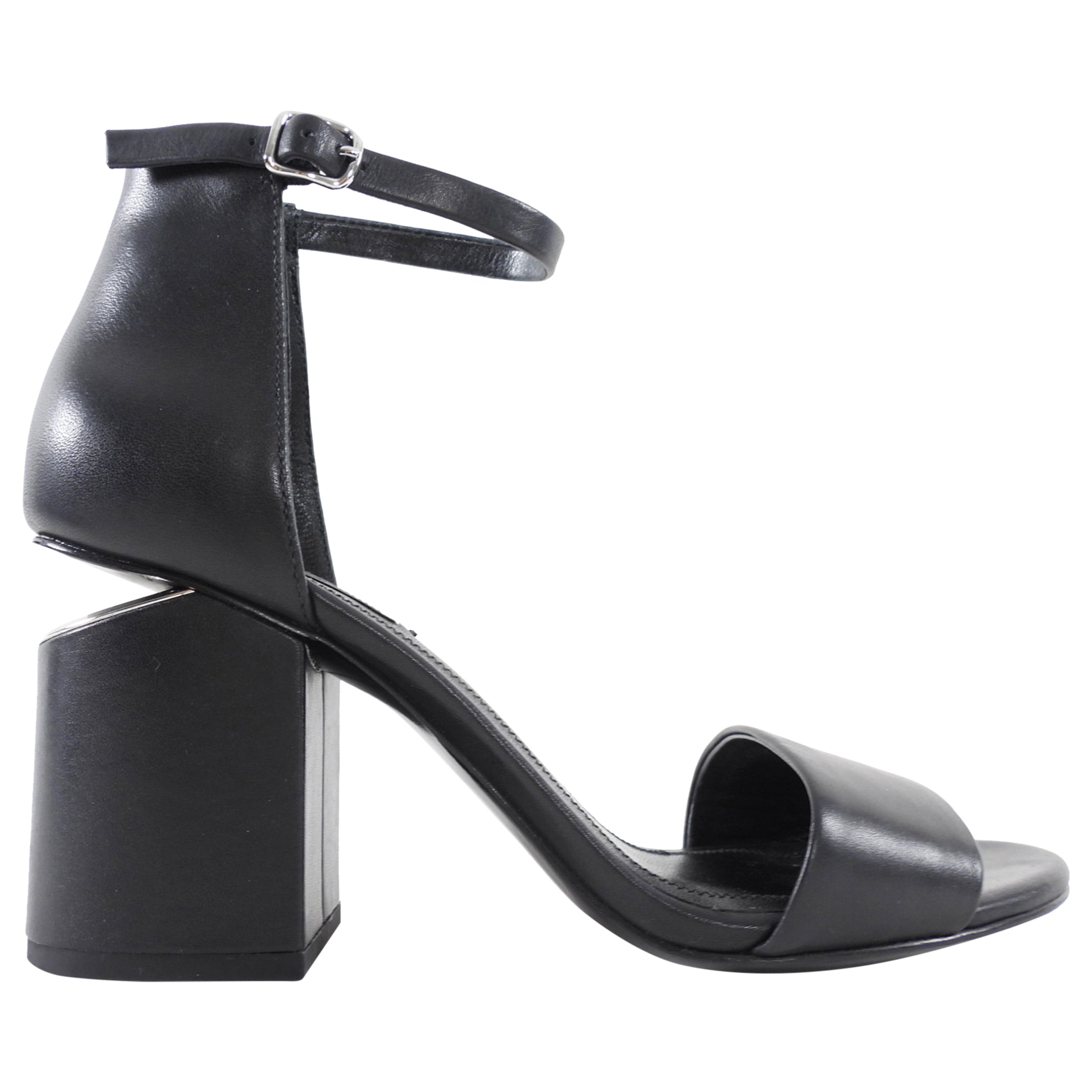 Alexander Wang Black Leather Abby Block Heel Sandals - 37