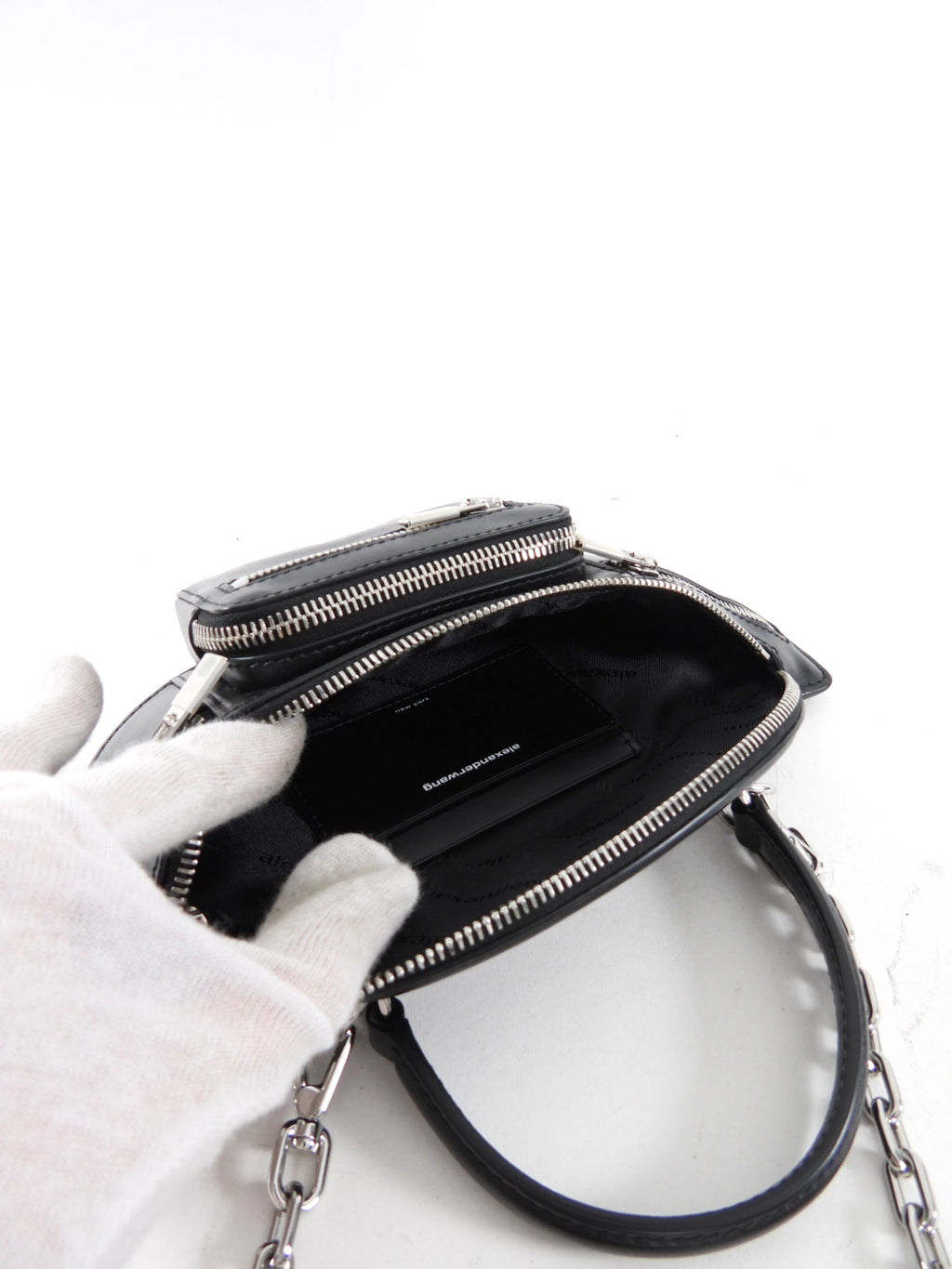 Alexander Wang Black Leather Attica Soft Mini Top Handle Chain Bag