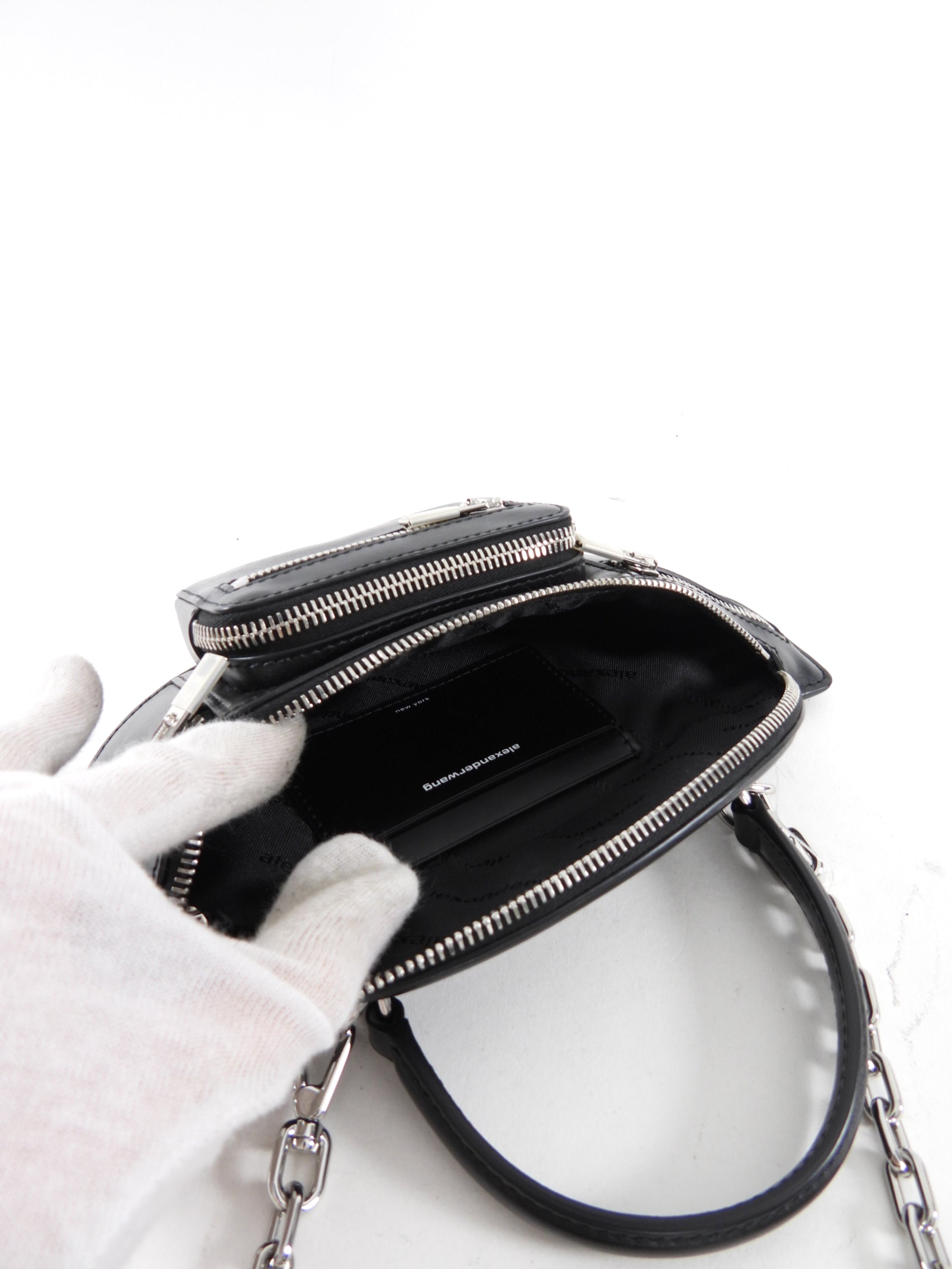 Alexander Wang Black Leather Attica Soft Mini Top Handle Chain Bag
