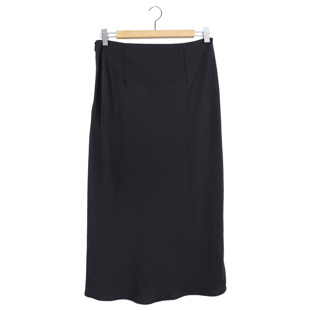 T by Alexander Wang Black Satin Midi Bias Skirt - M
