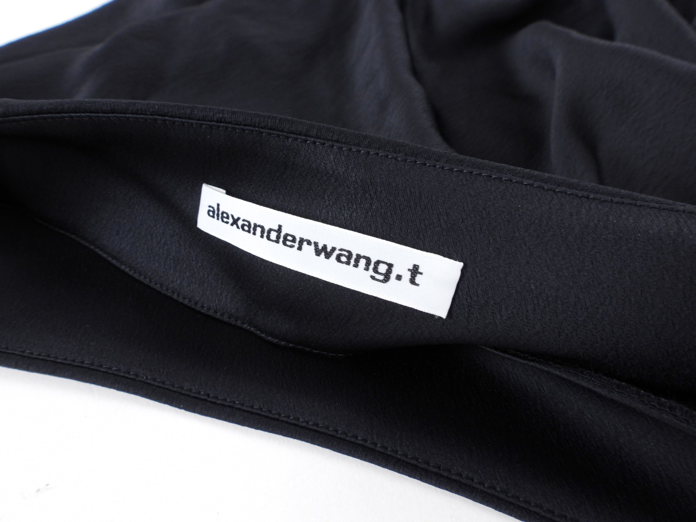 T by Alexander Wang Black Satin Midi Bias Skirt - M