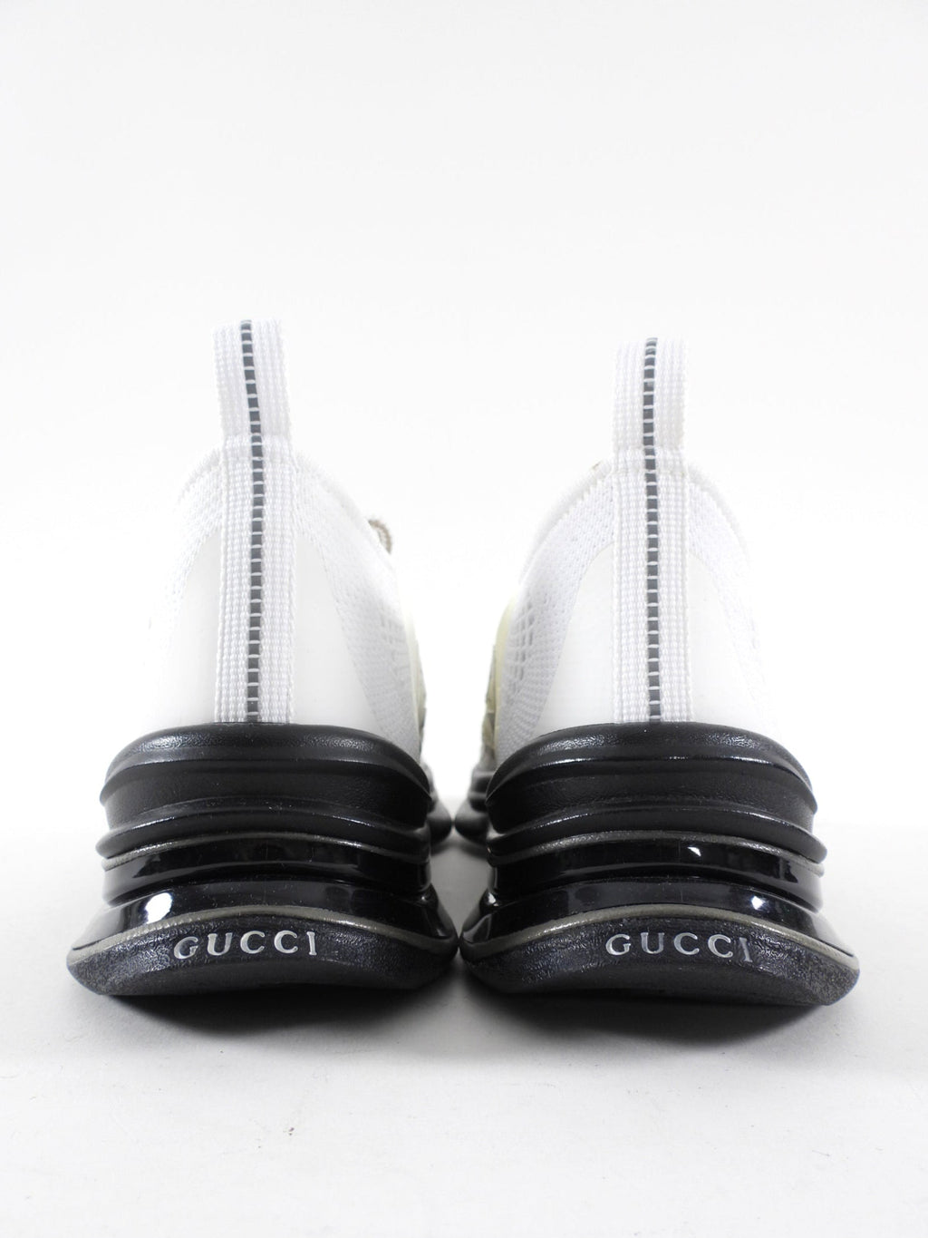 Gucci Run White Mesh GG Sneakers with Black Soles - 37 / 7