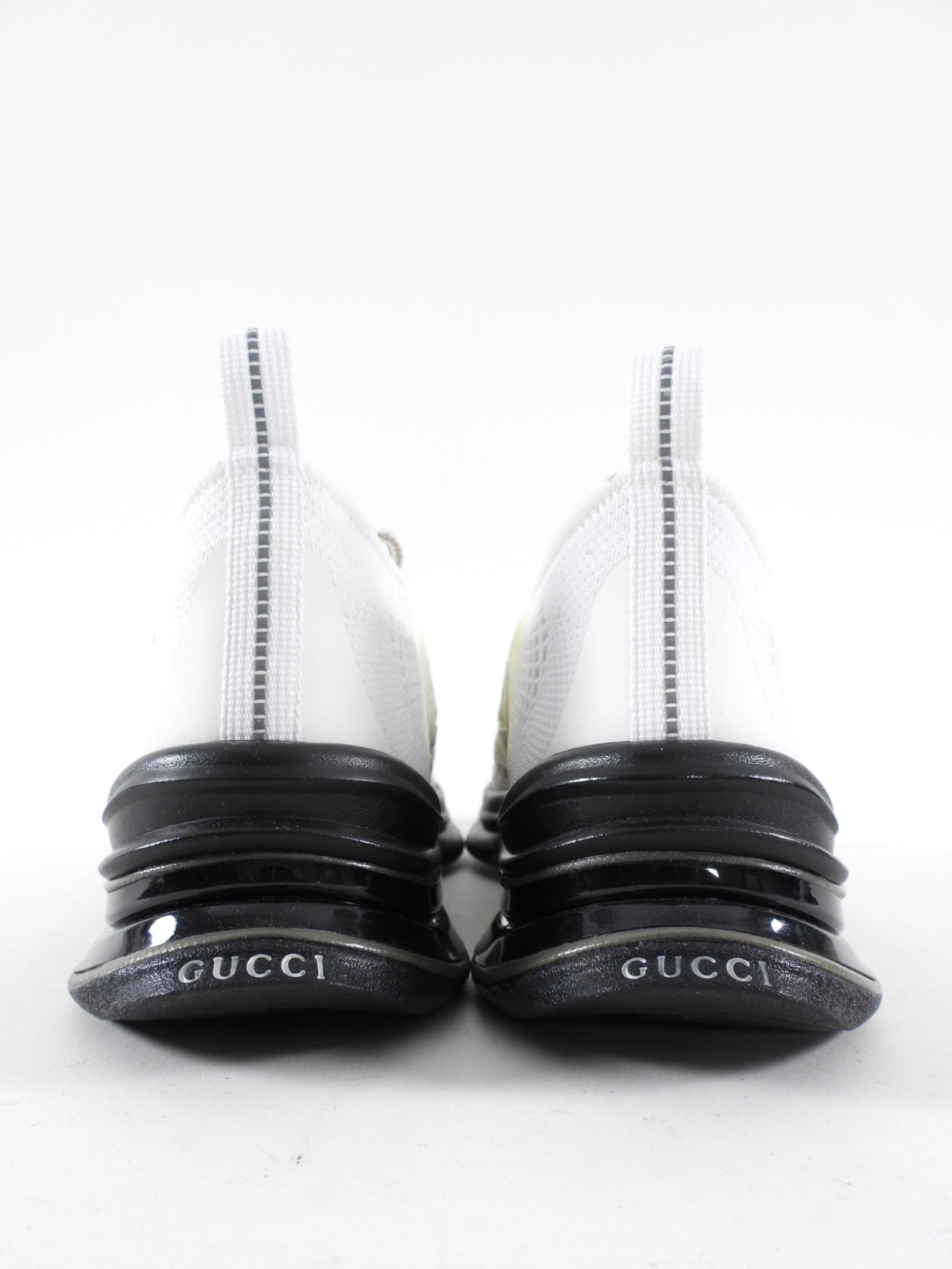 Gucci Run White Mesh GG Sneakers with Black Soles - 37 / 7