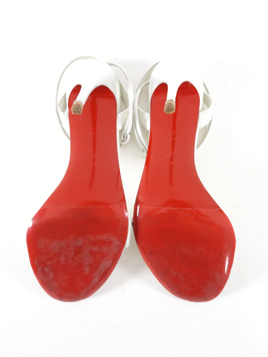 Christian Louboutin White Leather Loubigirl 100 Strappy Heels - 37.5 / 8