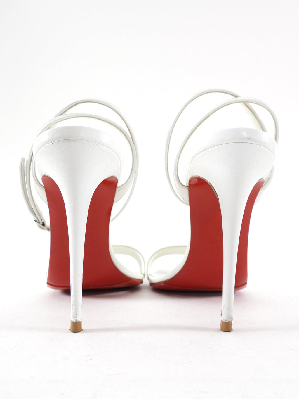 Christian Louboutin White Leather Loubigirl 100 Strappy Heels - 37.5 / 8