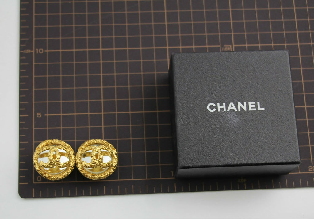 Chanel Vintage 93A Rare Lava Glass Mirror Clip-on Earrings