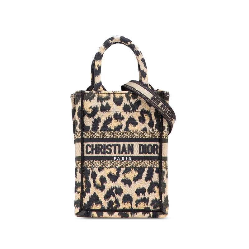 Dior Book Tote Mini Leopard Canvas 2way Bag