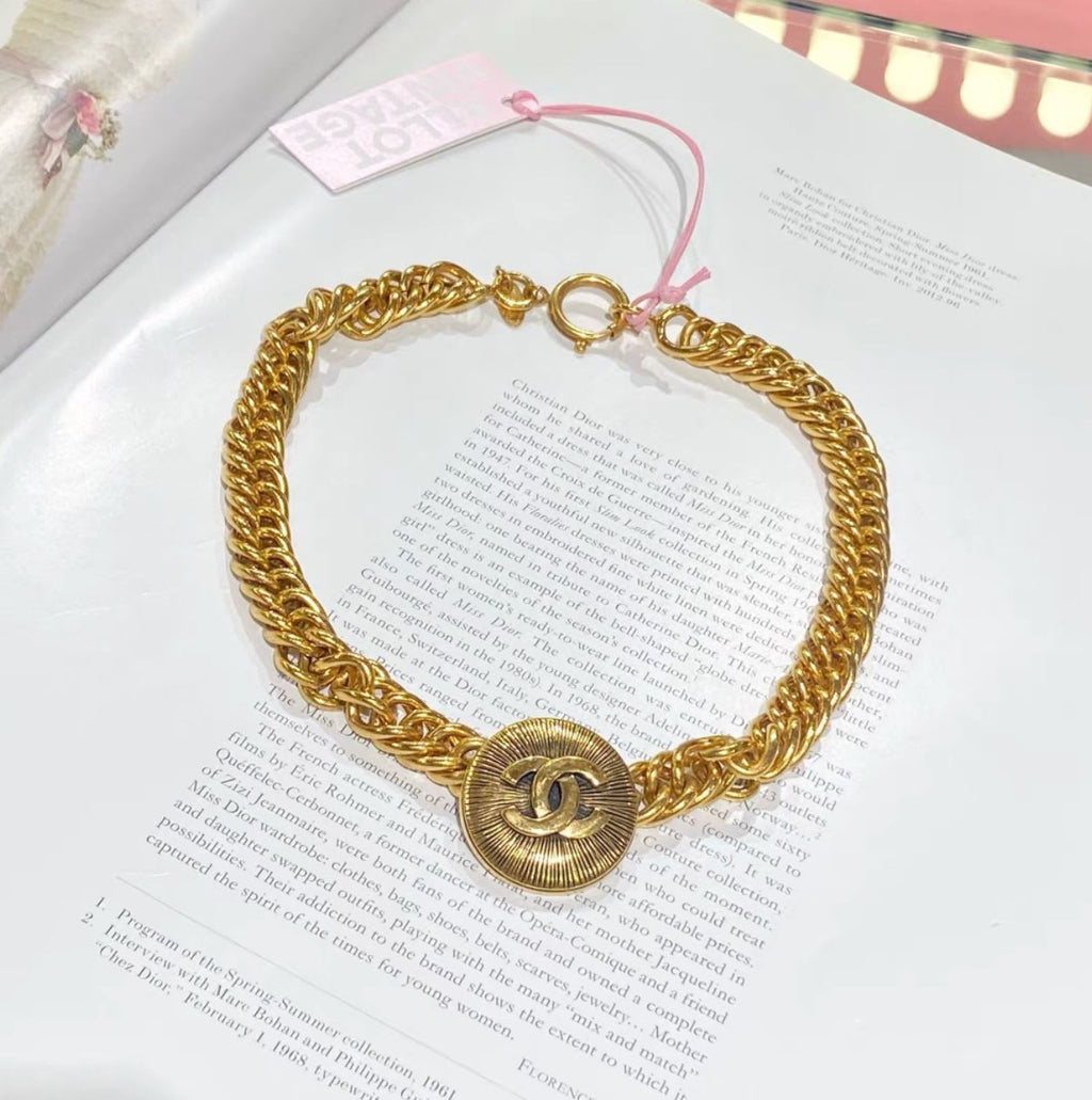 Vintage Chanel Gold CC choker