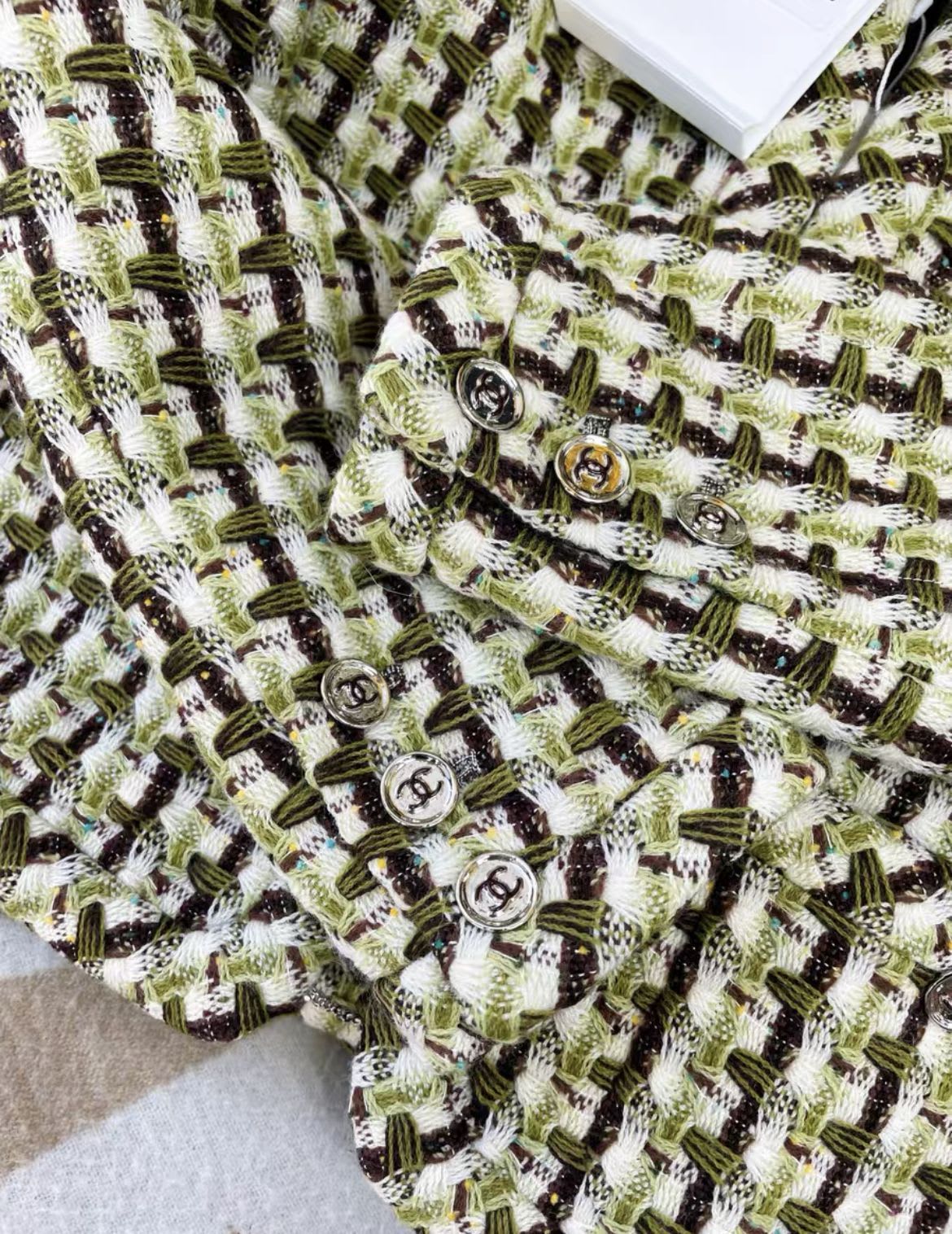 Chanel 23 cruise green tweed jacket