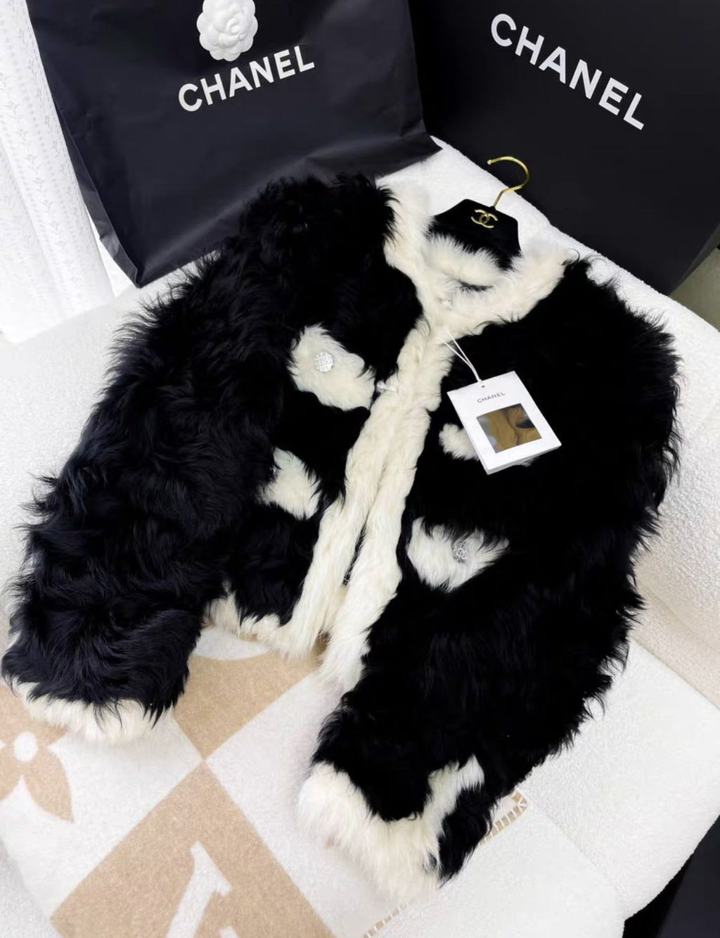 Chanel 2021 Two Tone Shearling Jacket