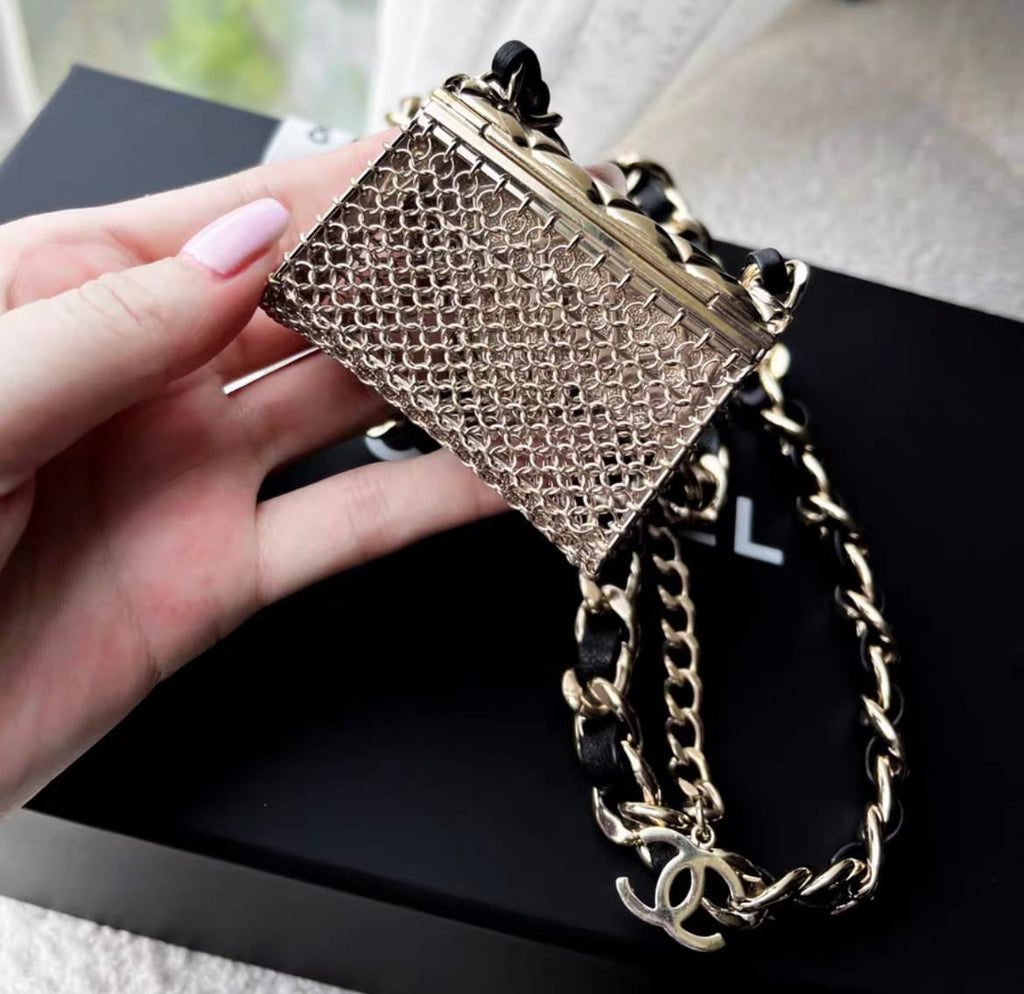 Chanel tiny bag metal chain necklace & waist chain