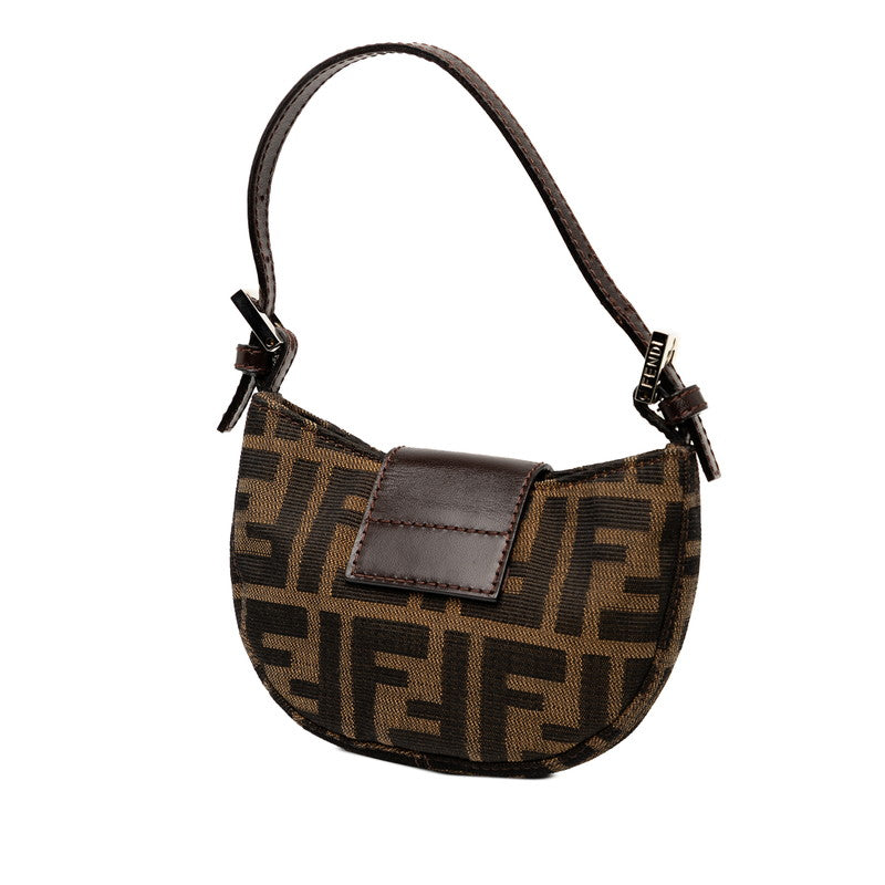 Fendi Zucca Mini Croissant Canvas Leather Handbag