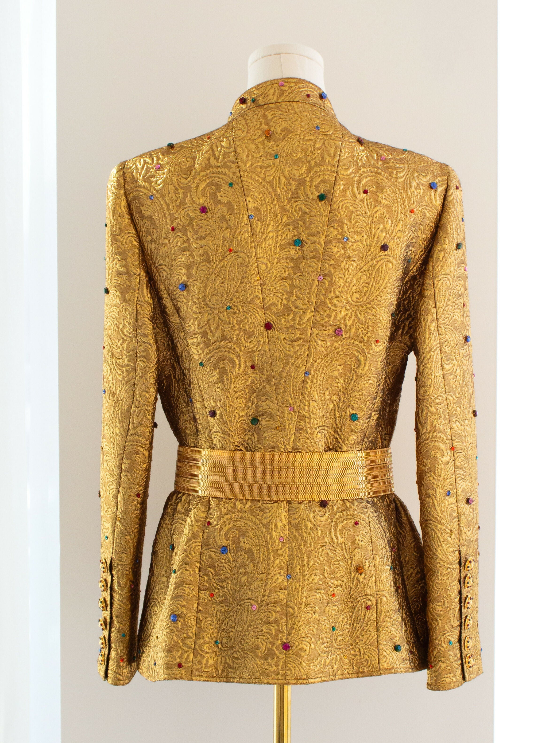 Museum Chanel Vintage F/W 1996 Gold Brocade Mughal Jeweled Gripoix 96A Jacket