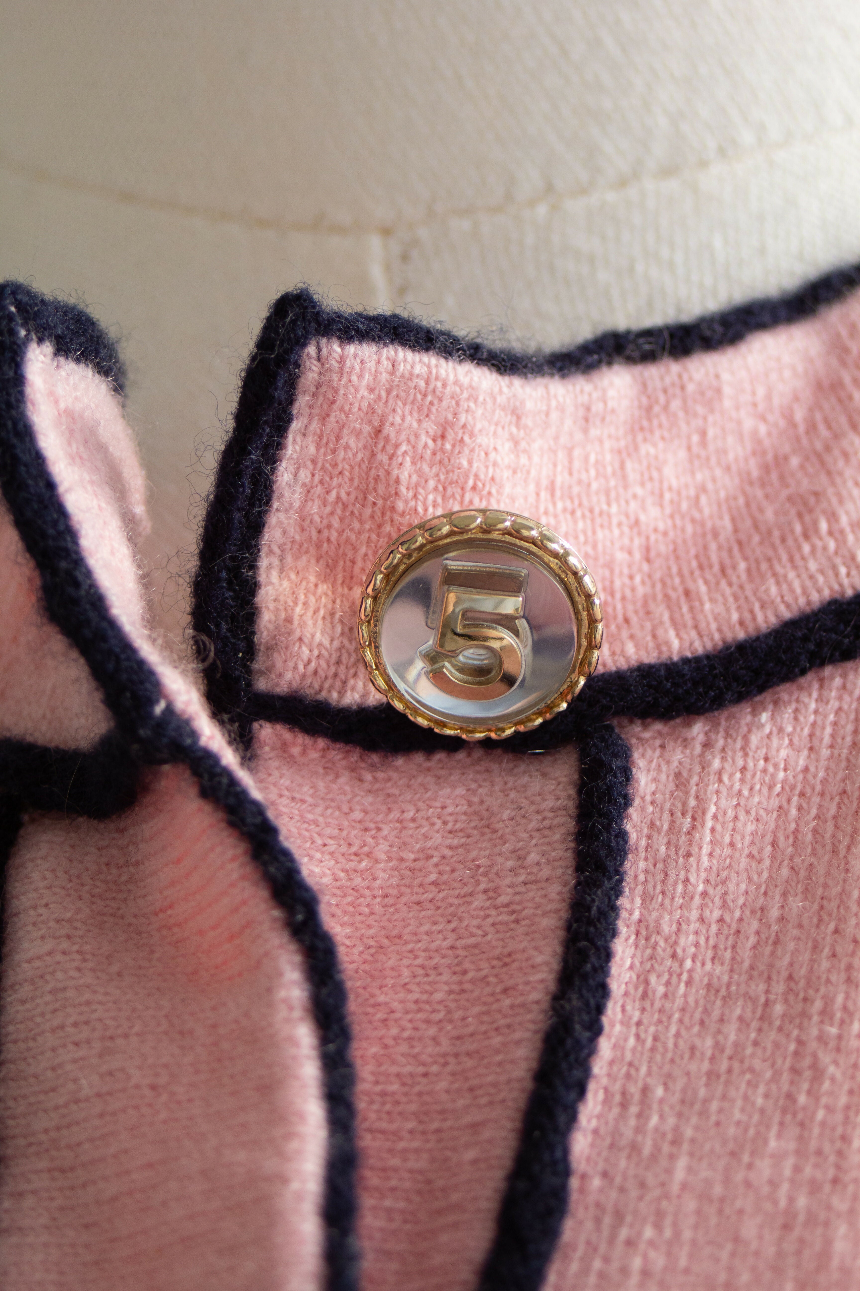 Chanel S/S 2021 Pink Cashmere Navy CC N5 21P 21S igan