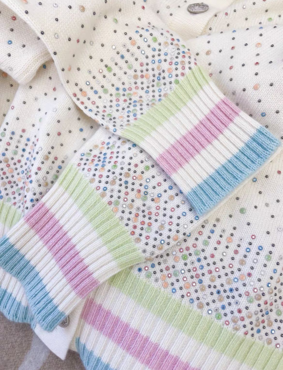 Chanel off-white colorful cashmere igan