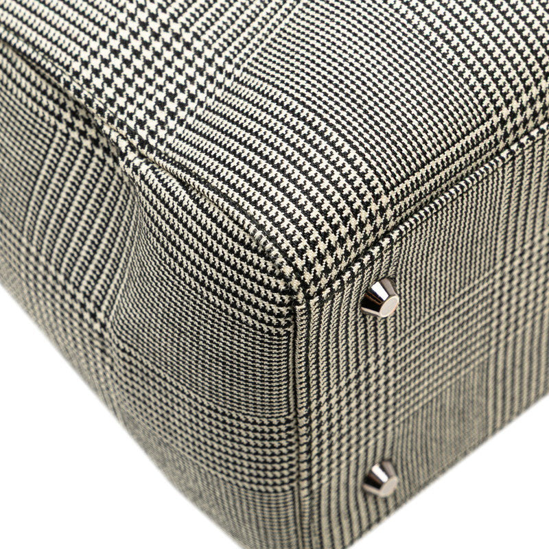 Dior Lady Dior Houndstooth Canvas Leather Handbag
