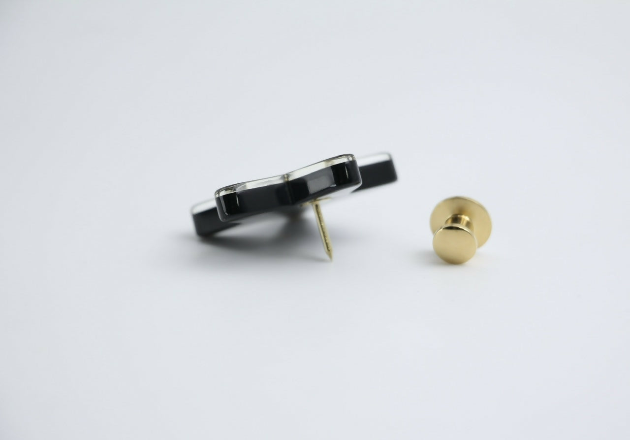 Chanel D21S Resin Black Gold Star Brooch