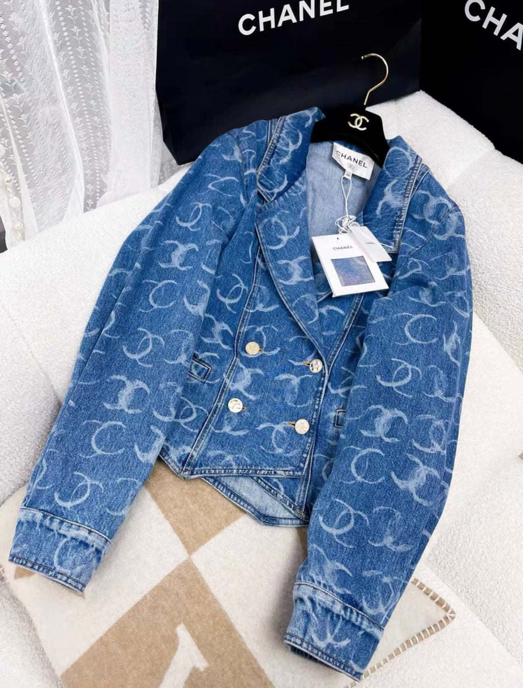 Chanel 23B blue double C denim jacket