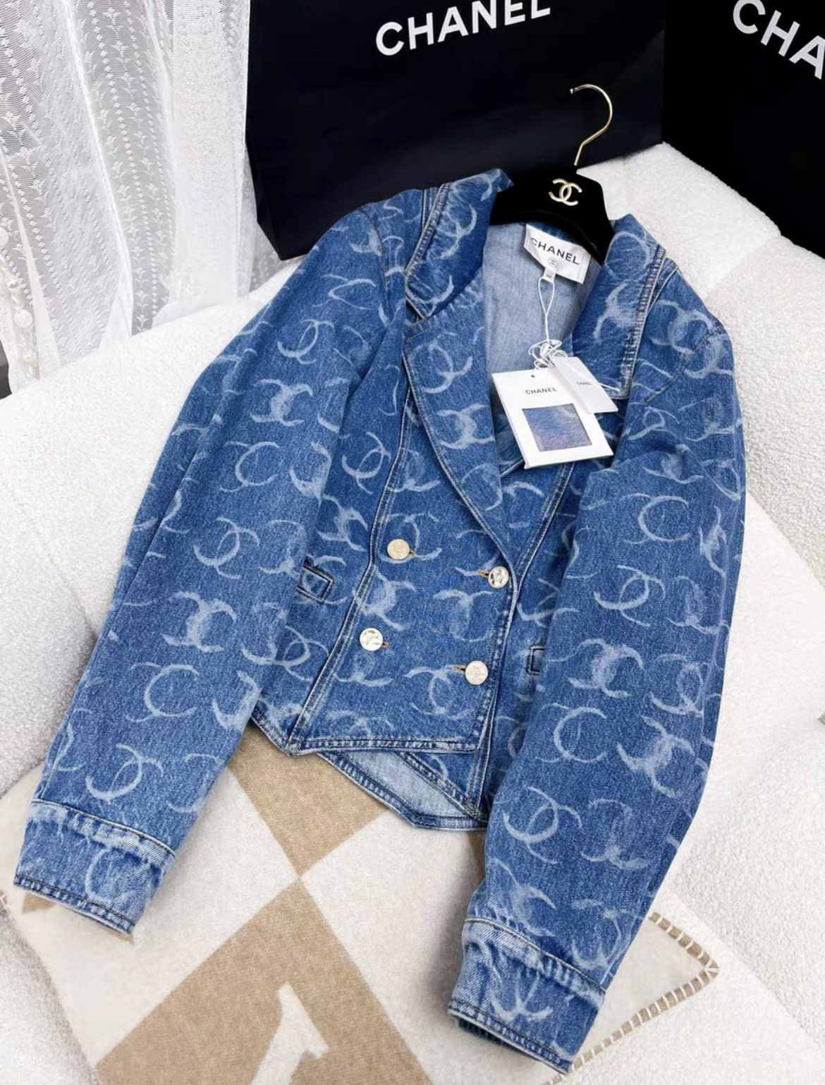 Chanel 23B blue double C denim jacket