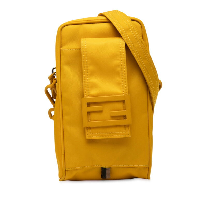 Fendi FF Logo Nylon Leather Shoulder Bag