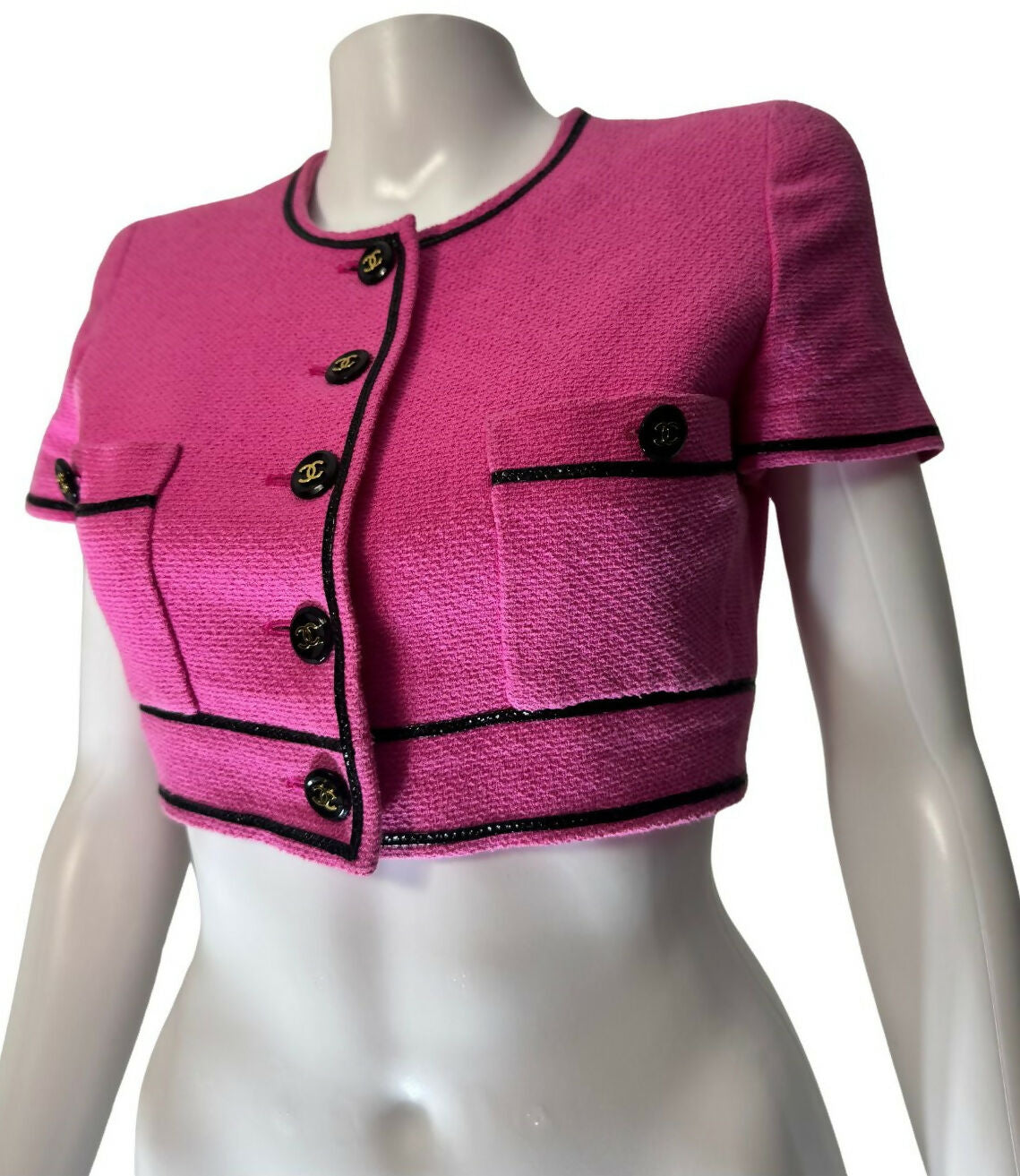Chanel Vintage 1995 Barbie Pink Cotton Cropped Jacket
