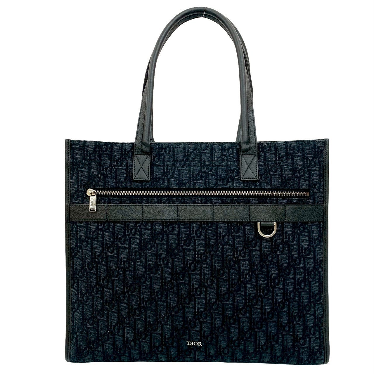 Christian Dior Safari Oblique Canvas Leather Tote Bag