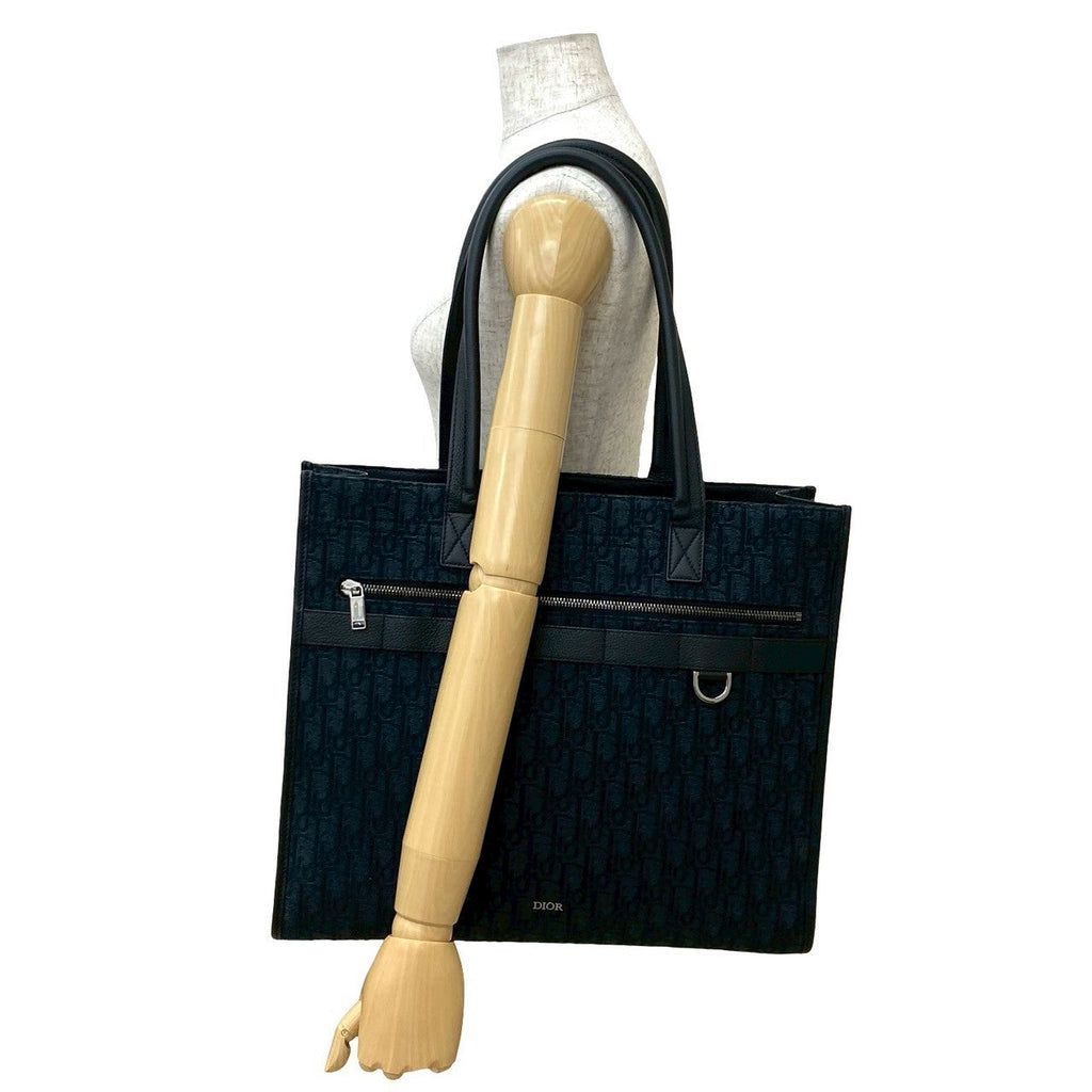 Christian Dior Safari Oblique Canvas Leather Tote Bag