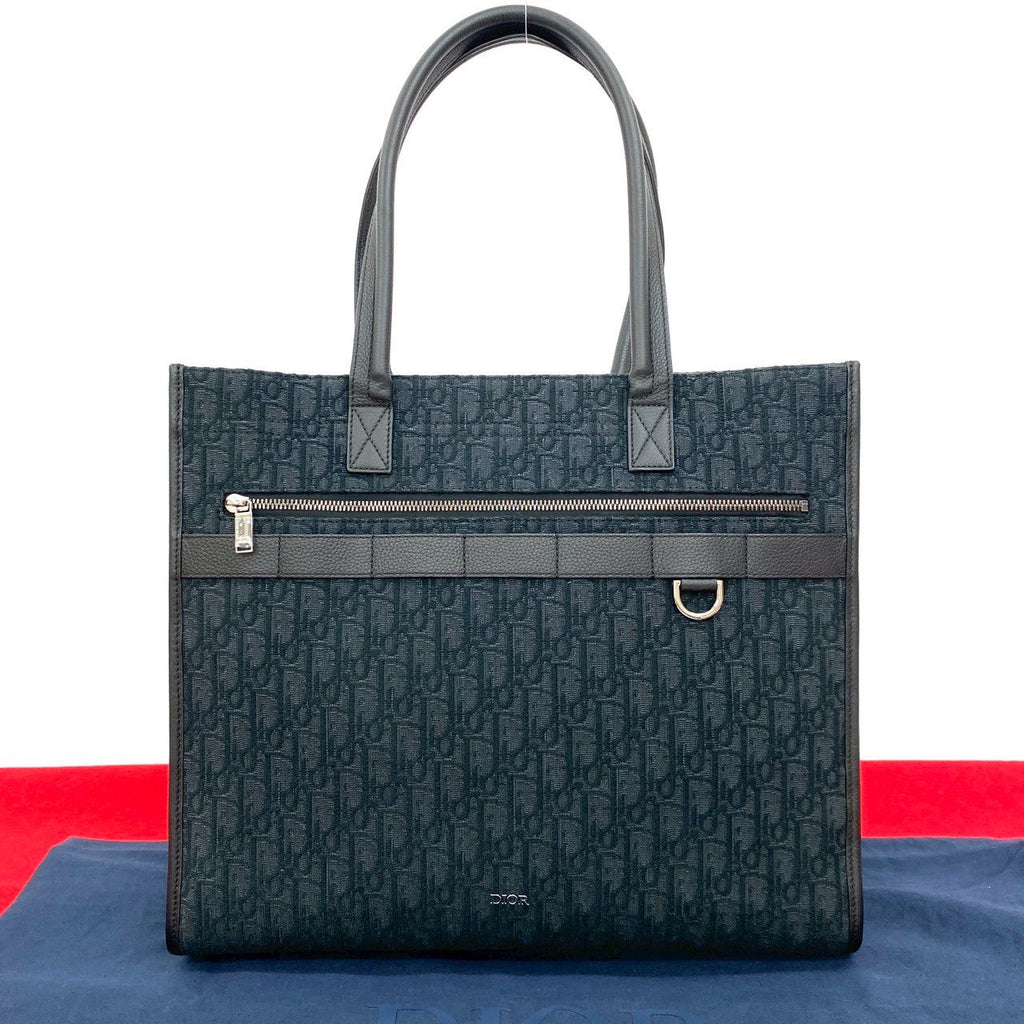 Christian Dior Safari Oblique Canvas Leather Tote Bag