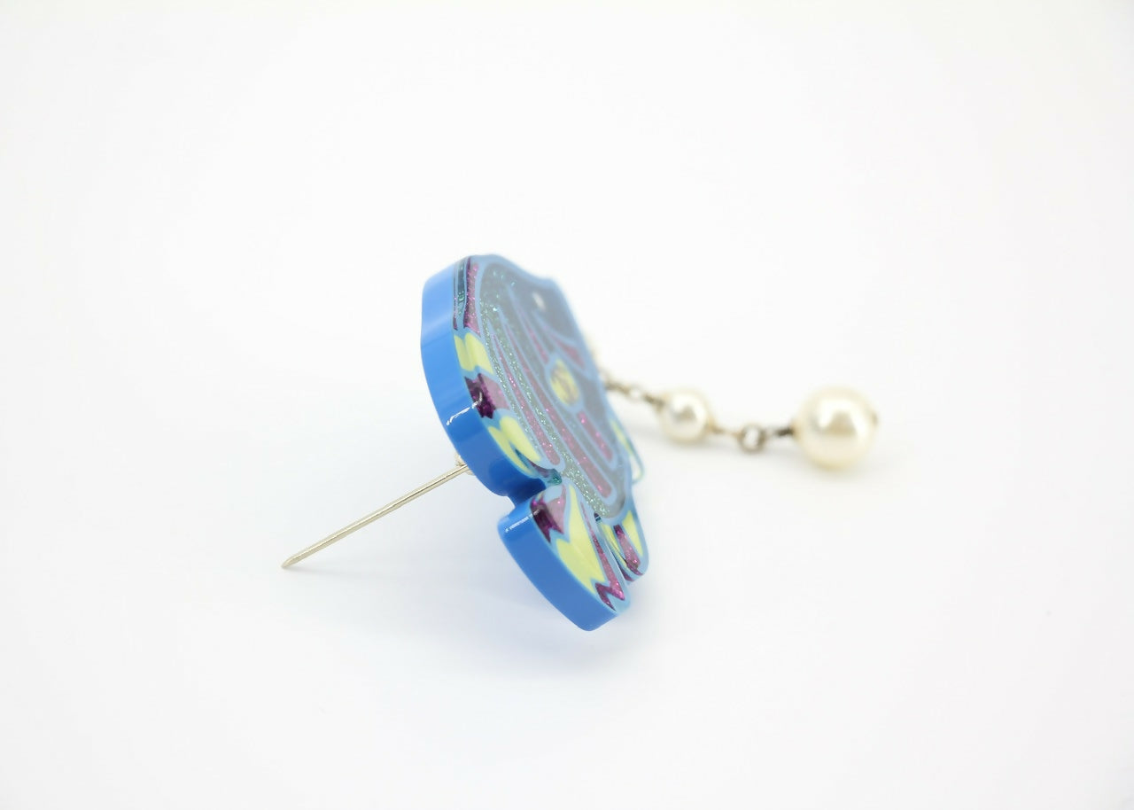 Chanel D19S Imitation Pearl Resin Glitter Tropical Fish Brooch