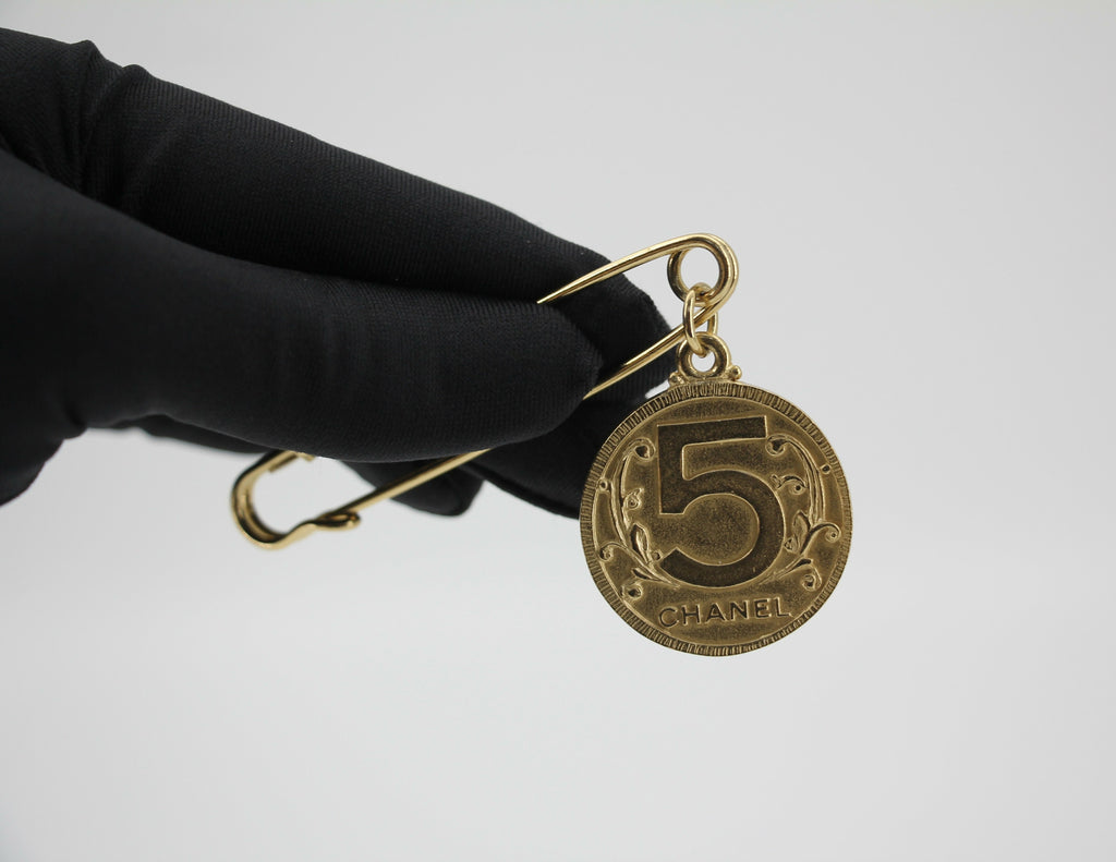 Chanel Vintage 03P Metal Ms Coco Coin Motif Brooch