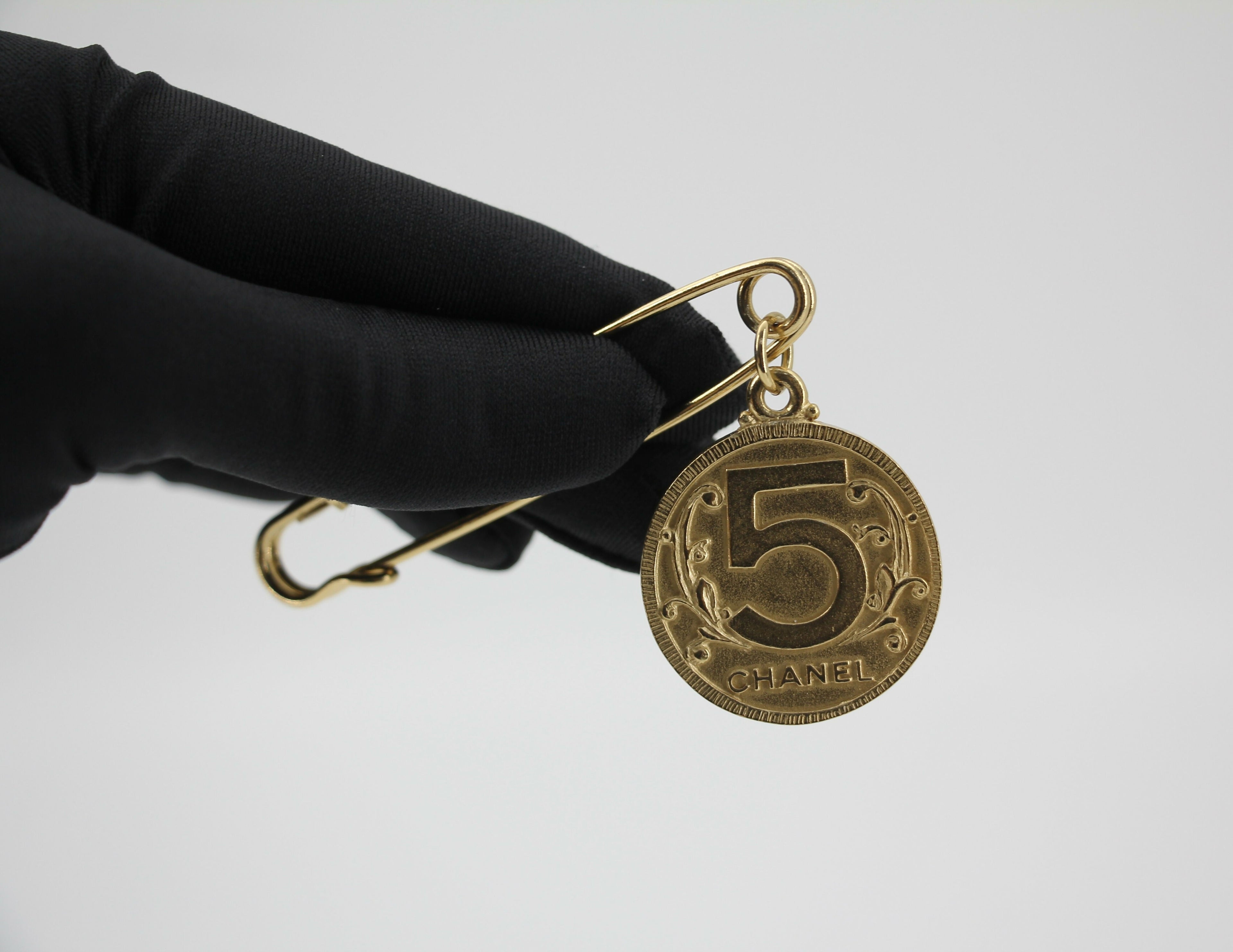 Chanel Vintage 03P Metal Ms Coco Coin Motif Brooch