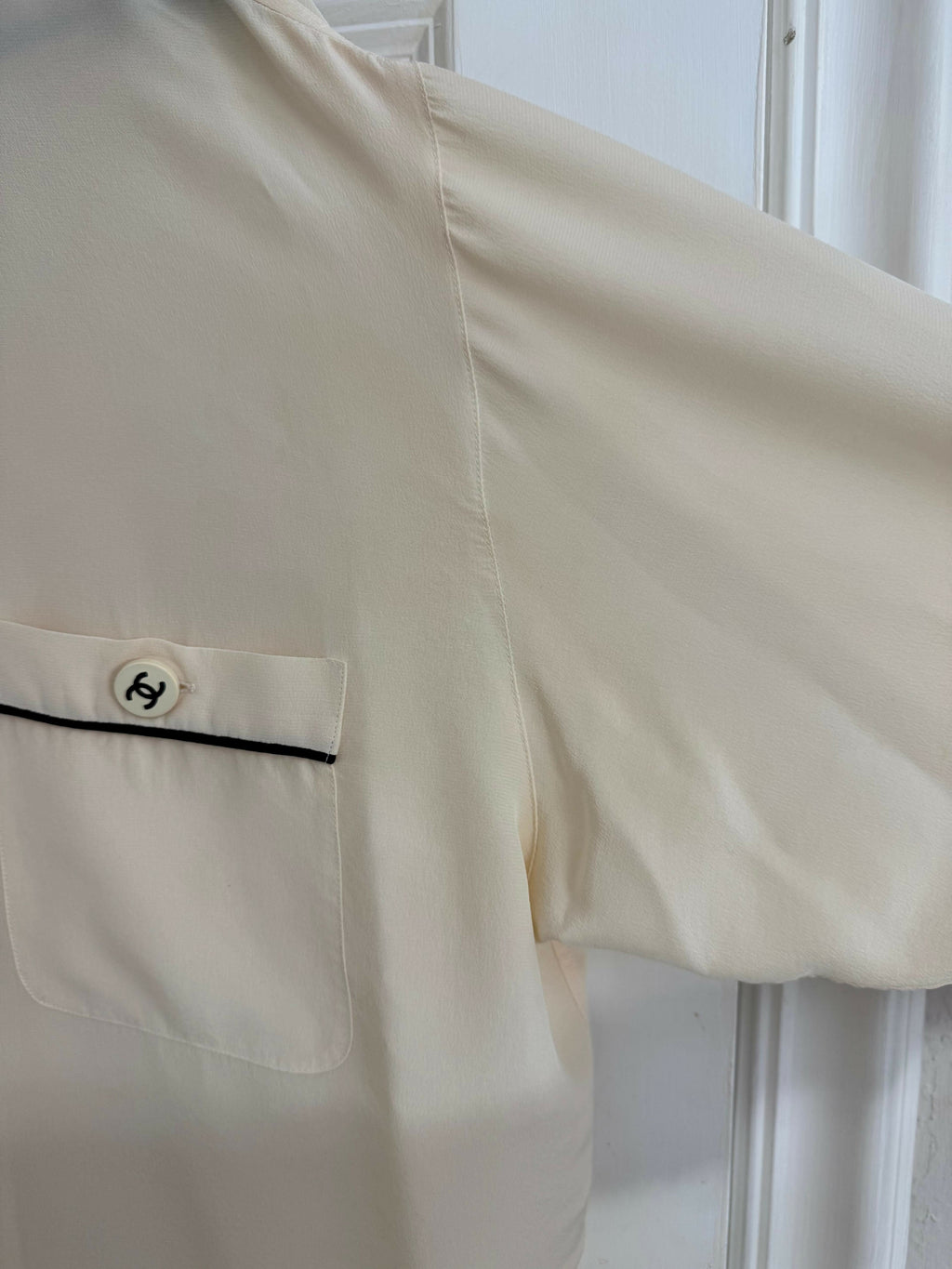 Rare Vintage Chanel Cream Silk Blouse