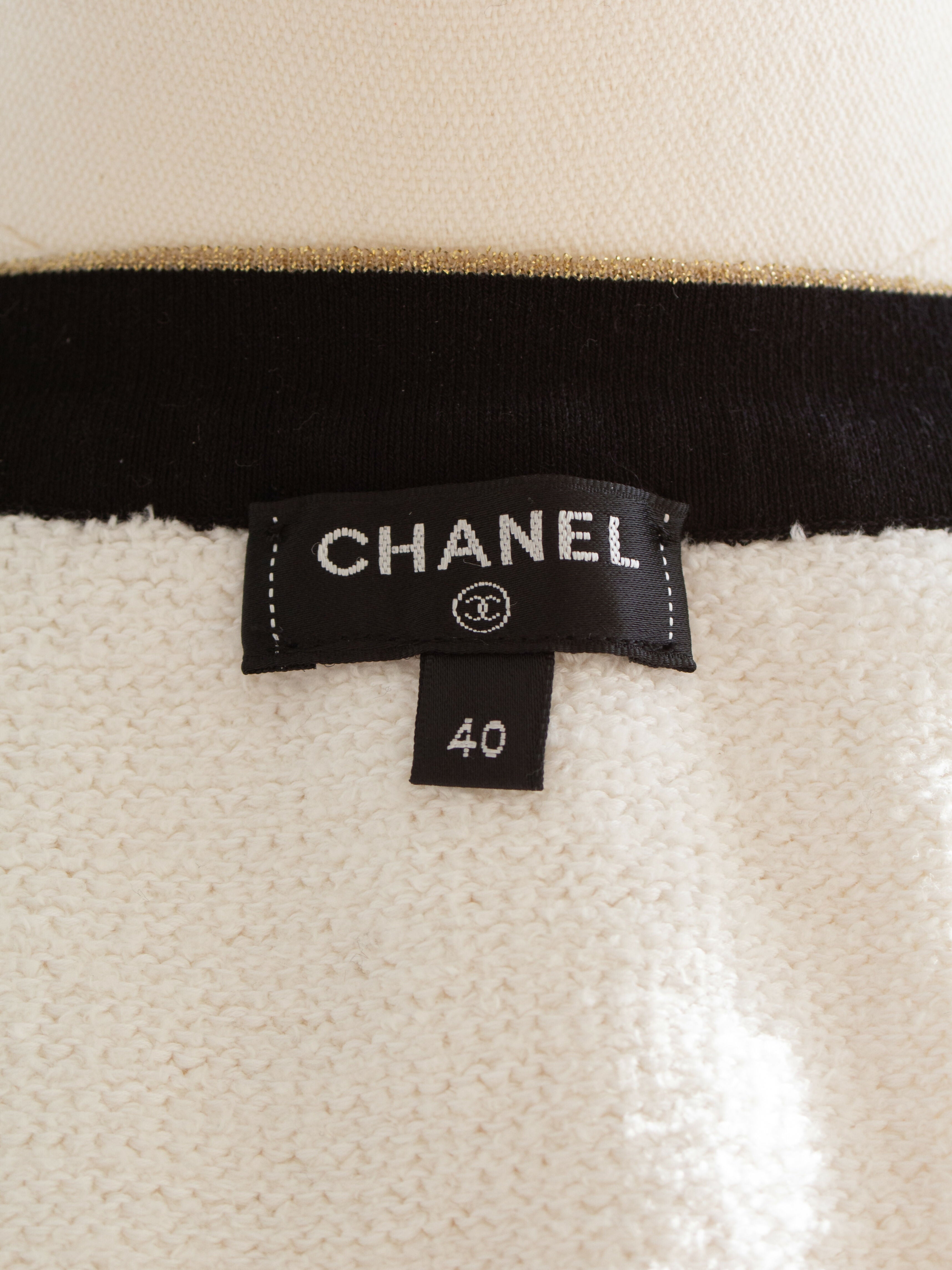 Chanel Cruise 2019 La Pausa White Black Gold Terry 19C igan Jacket