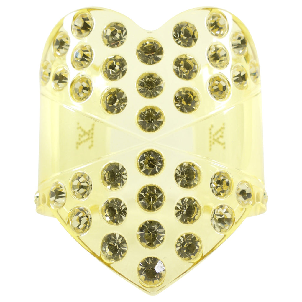 Louis Vuitton Yellow Acrylic Resin Crystal Studded Heart Cuff Bracelet
