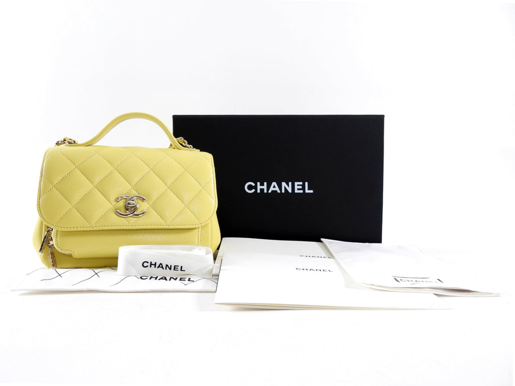 Chanel Yellow Caviar Quilted Small / Mini Business Affinity Flap Clutch Bag