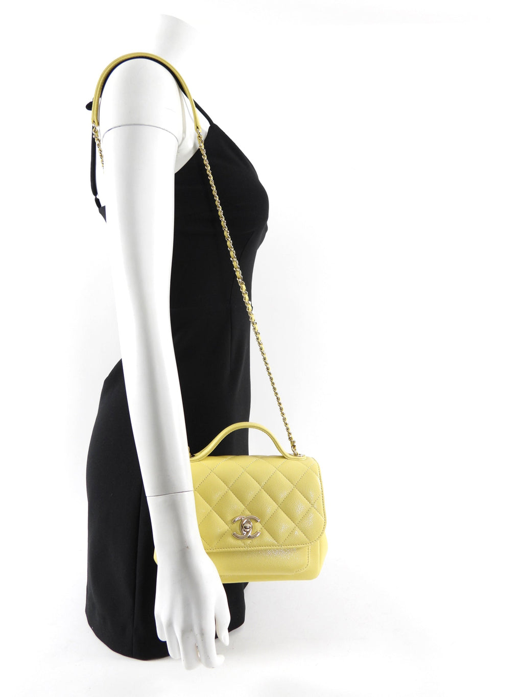 Chanel Yellow Caviar Quilted Small / Mini Business Affinity Flap Clutch Bag