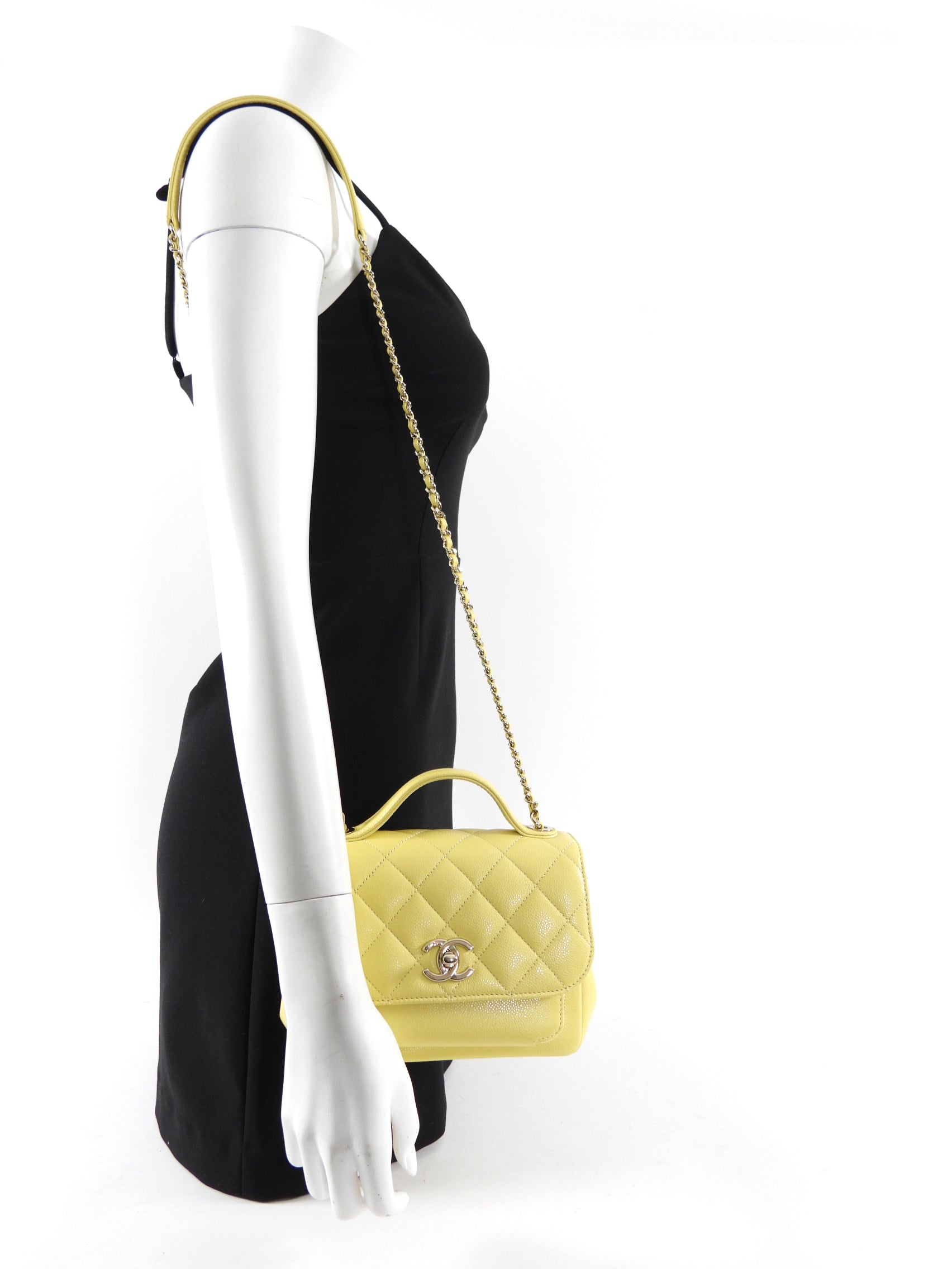 Chanel Yellow Caviar Quilted Small / Mini Business Affinity Flap Clutch Bag