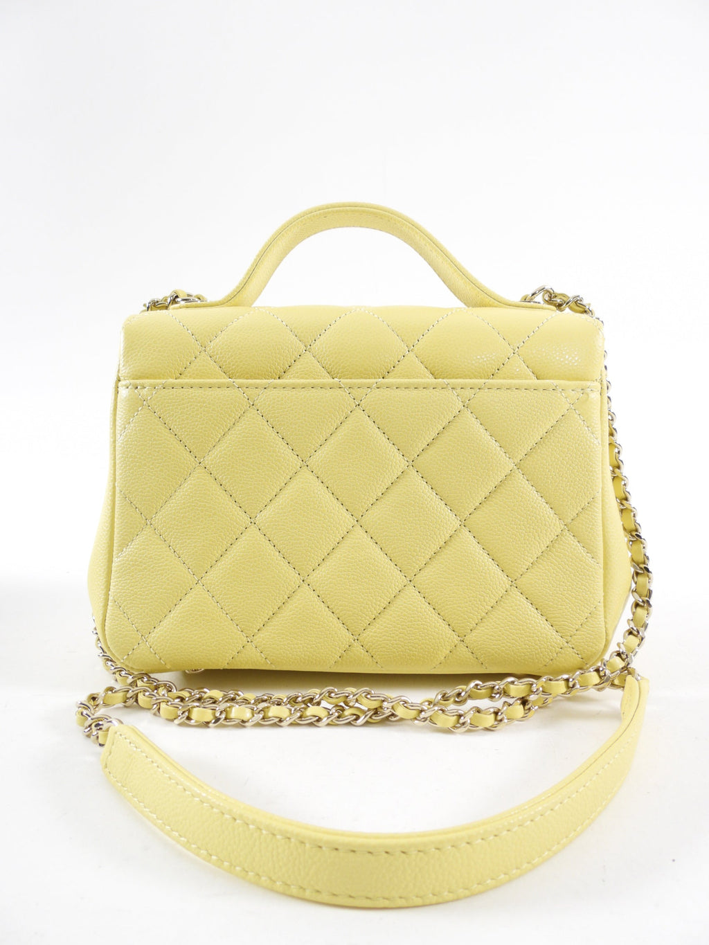 Chanel Yellow Caviar Quilted Small / Mini Business Affinity Flap Clutch Bag