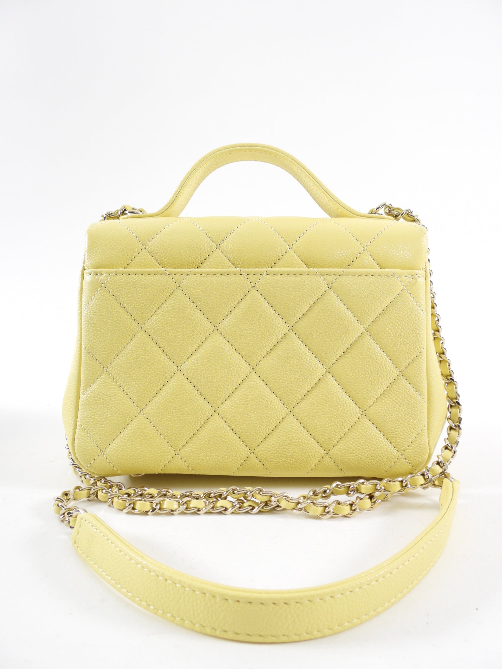Chanel Yellow Caviar Quilted Small / Mini Business Affinity Flap Clutch Bag