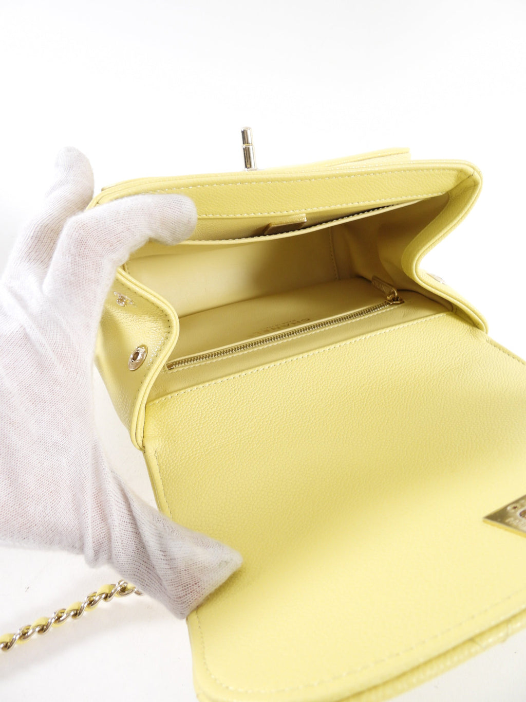 Chanel Yellow Caviar Quilted Small / Mini Business Affinity Flap Clutch Bag