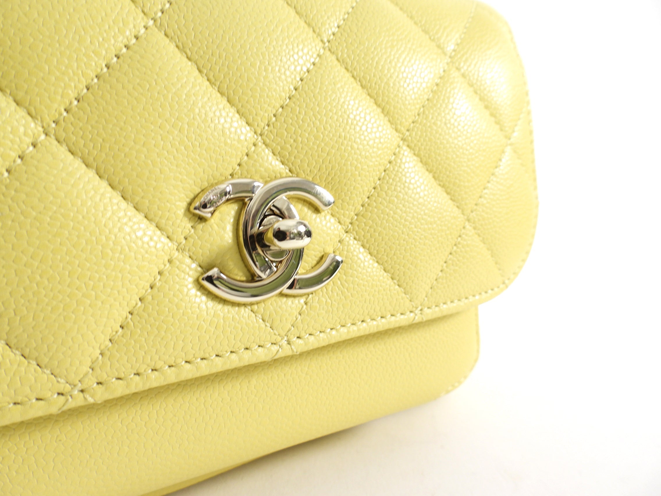 Chanel Yellow Caviar Quilted Small / Mini Business Affinity Flap Clutch Bag